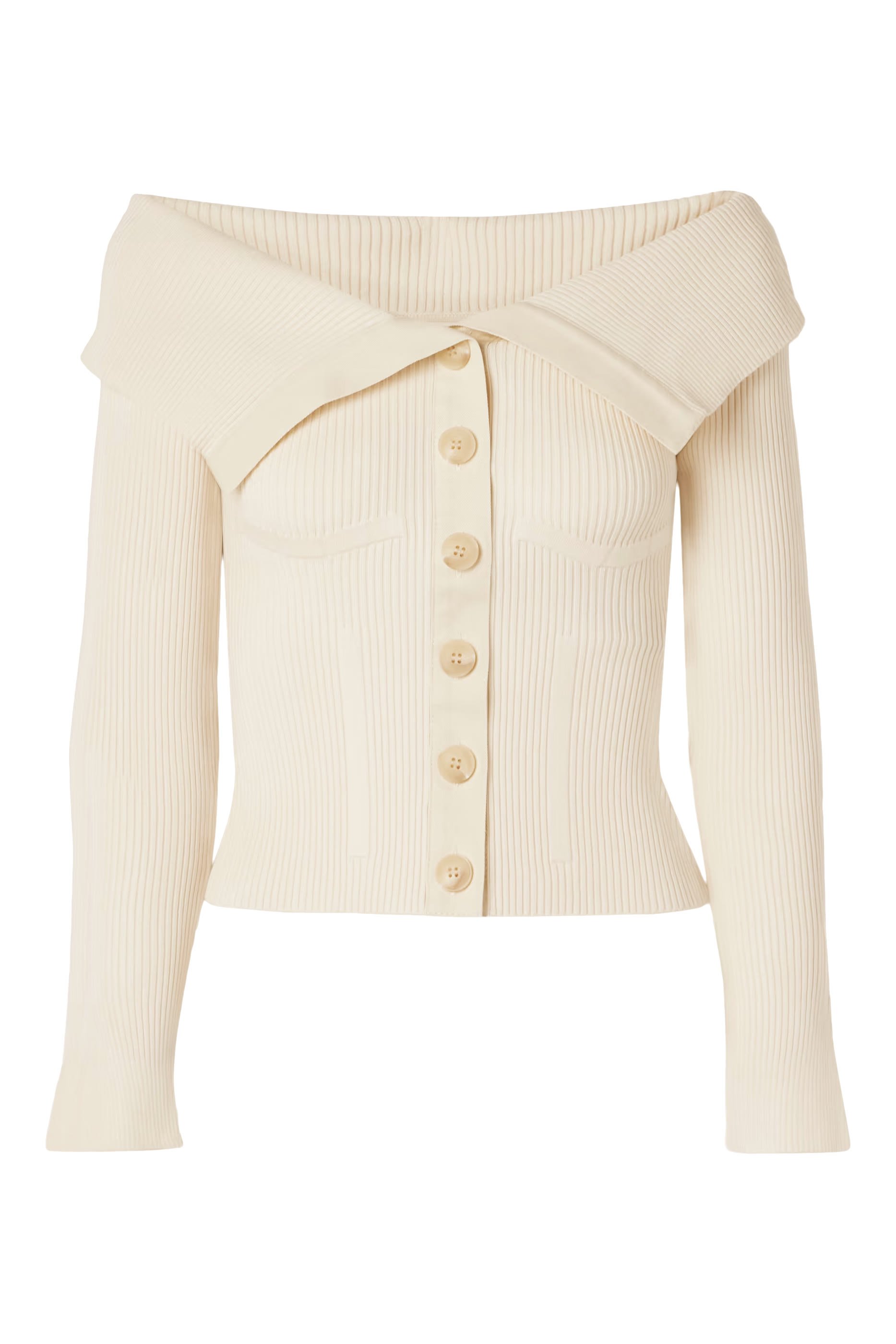 Off-The-Shoulder Ribbed-Knit Cardigan