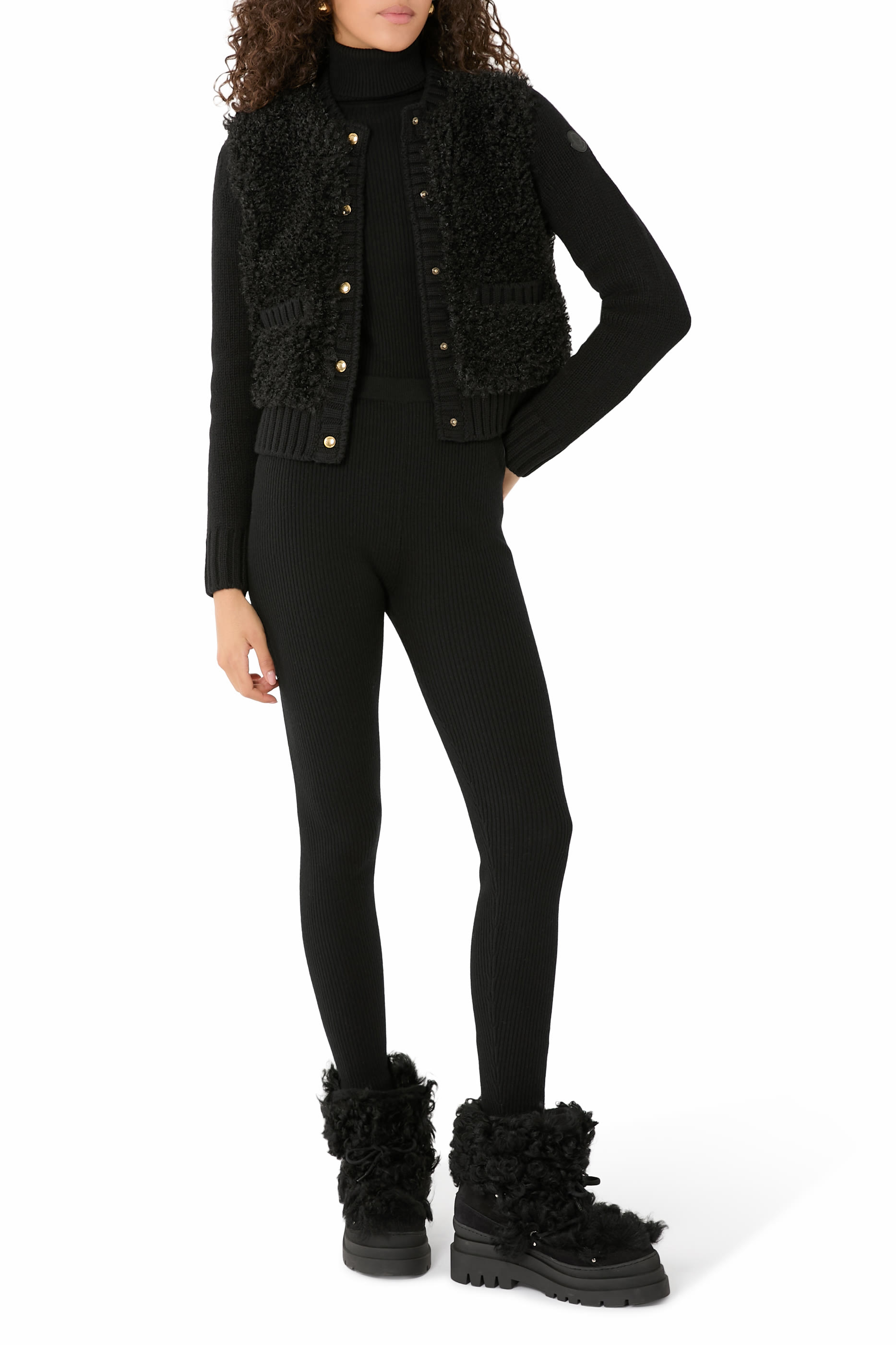 Padded Wool & Teddy Cardigan