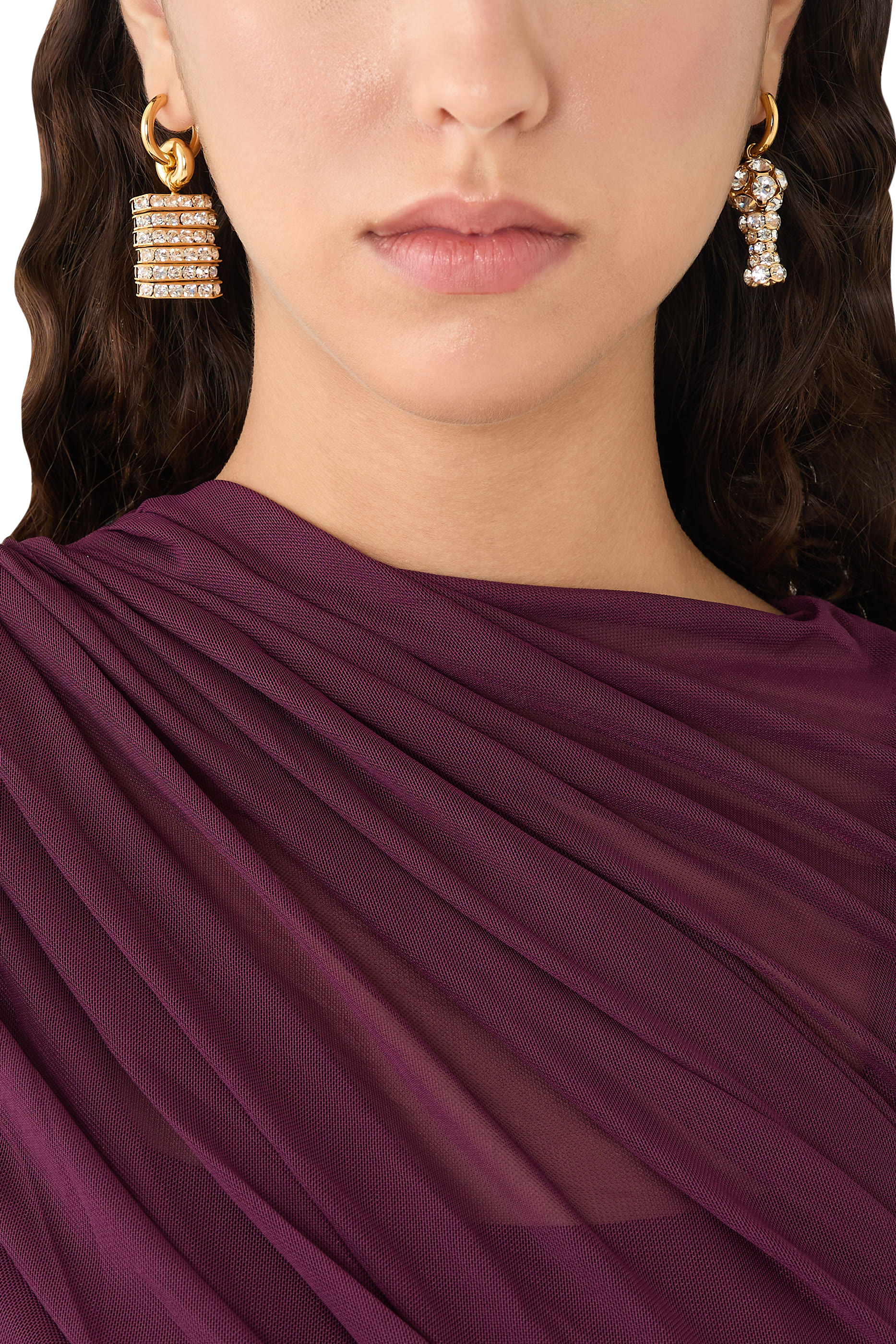 Line and Cube Hoop Earrings