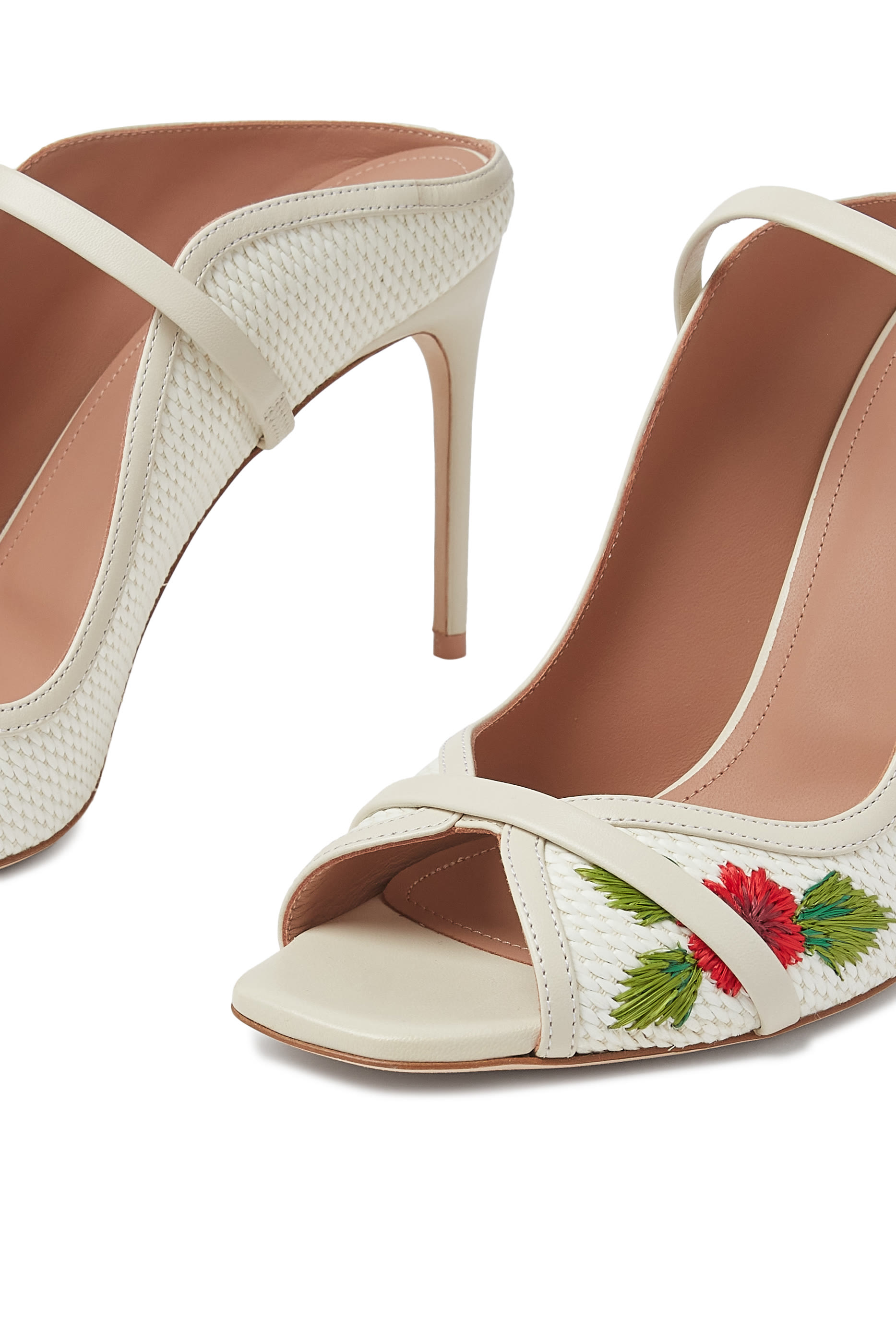 Noah 90 Embroidered Raffia Heeled Sandals 