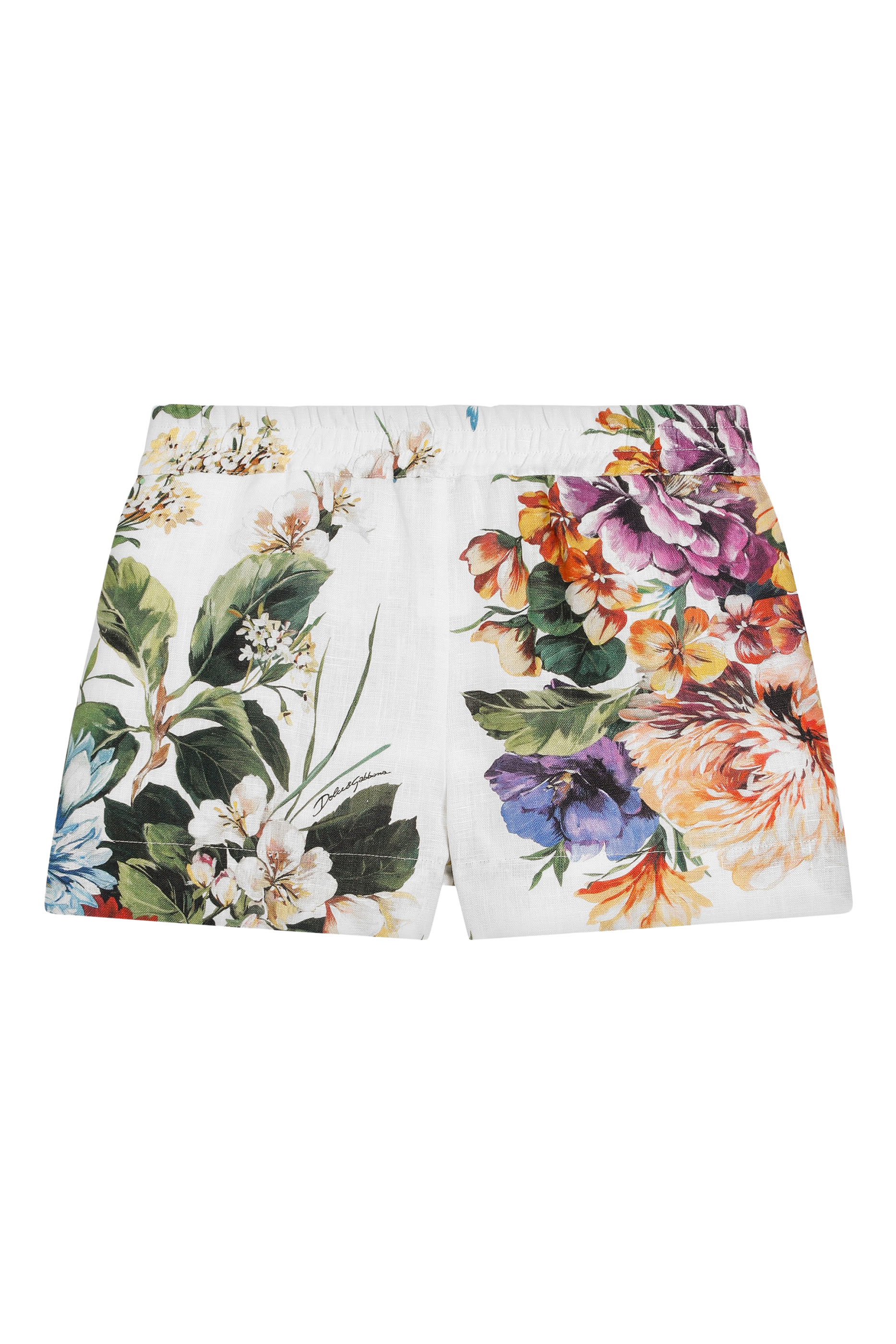 Kids Flower-Print Linen Canvas Shorts