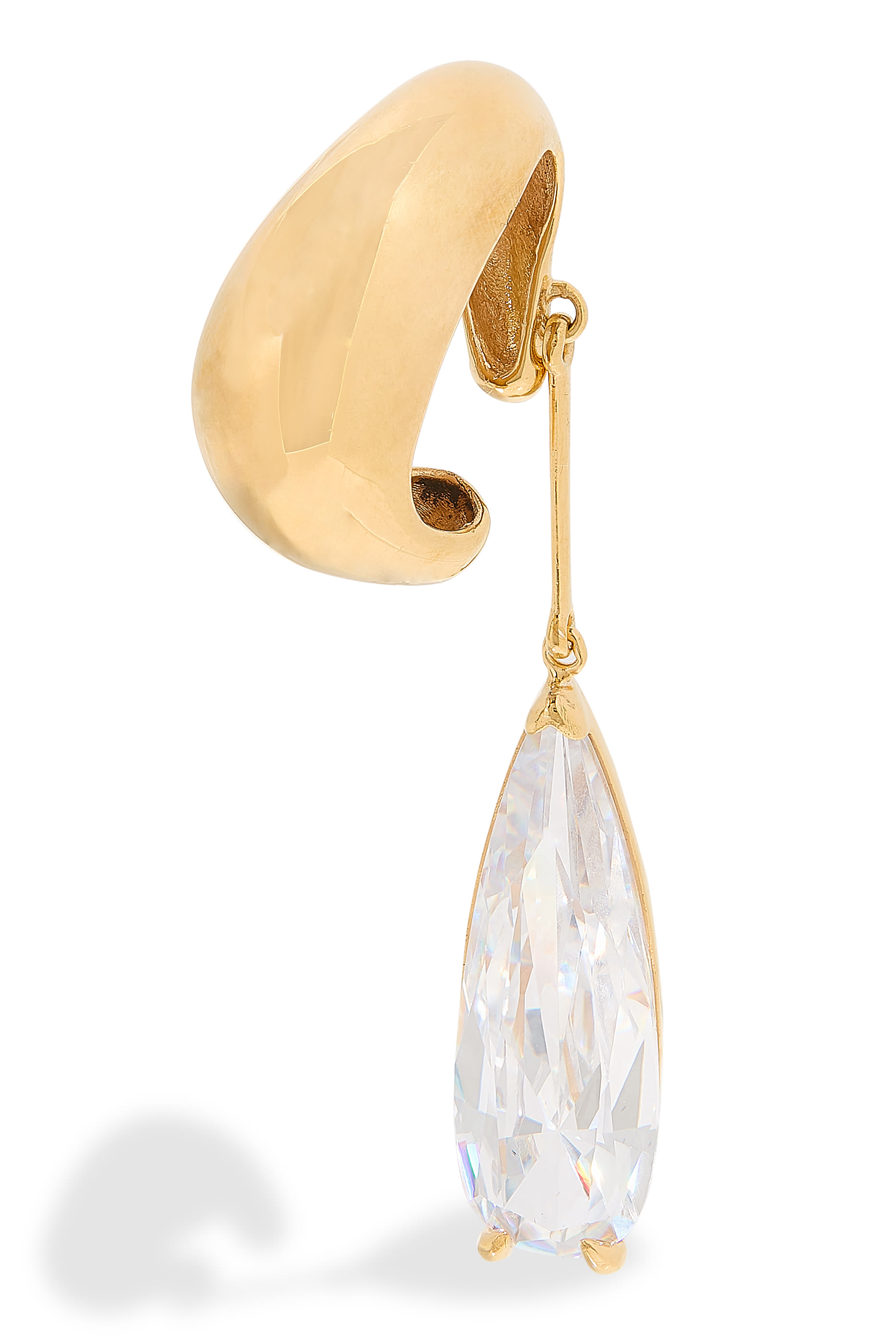 Clear Teardrop Single Ear Cuff in Gold Vermeil, 925 Sterling Silver & Zirconia