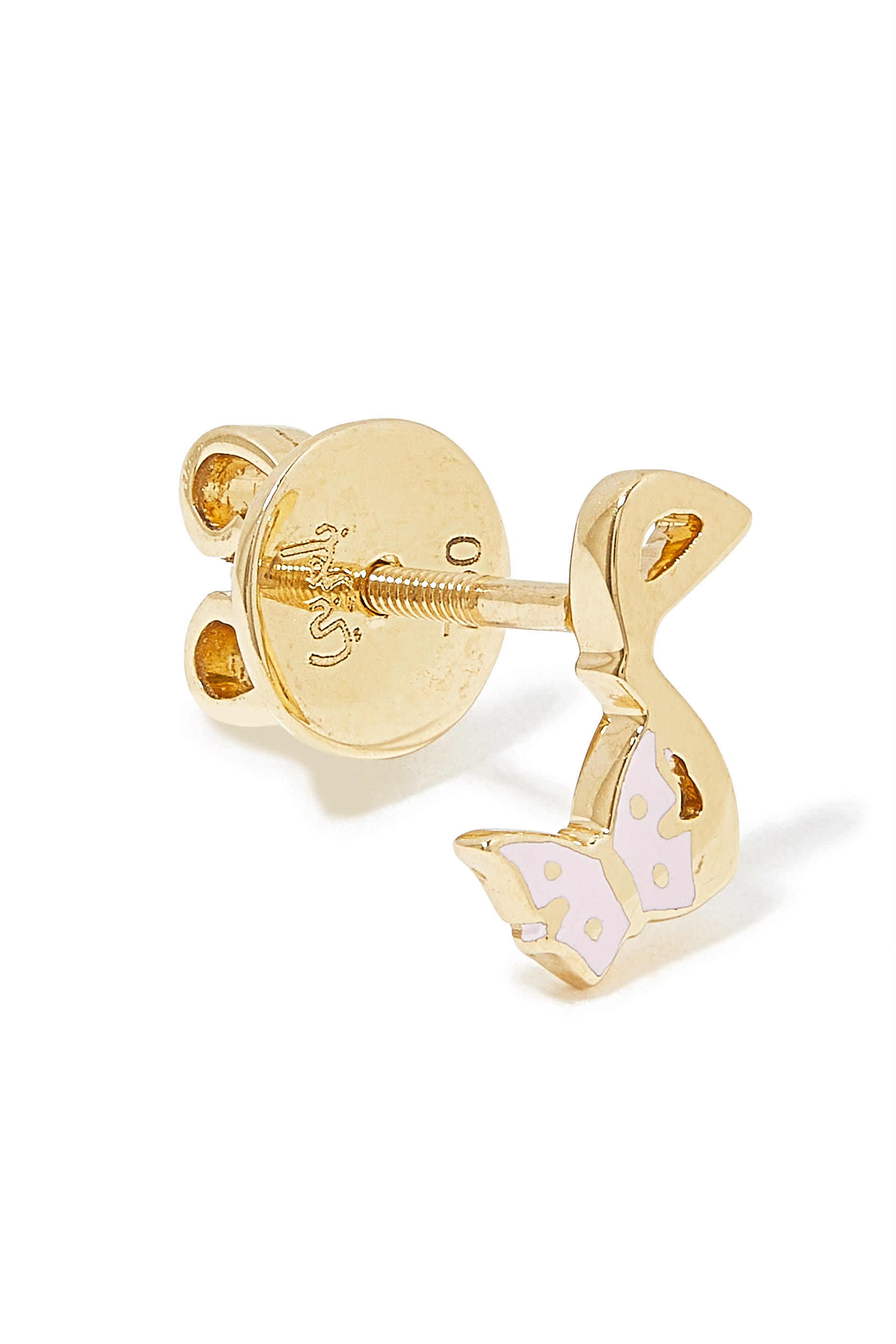 Kids Tiny Bling Butterfly Earring, 18K Yellow Gold & Enamel