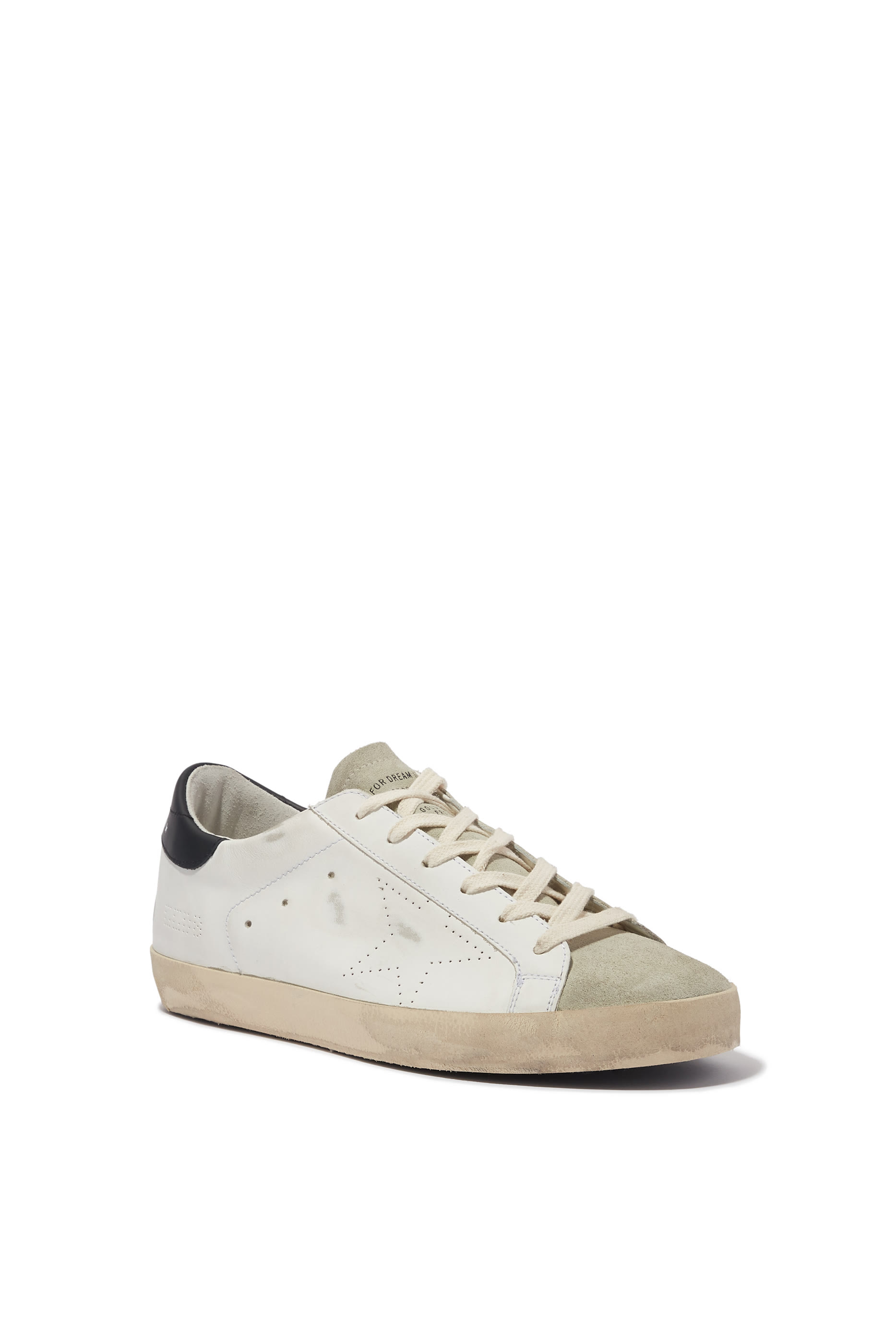 Leather Super-Star Sneakers with Perforated Star and Contrast Heel Tab