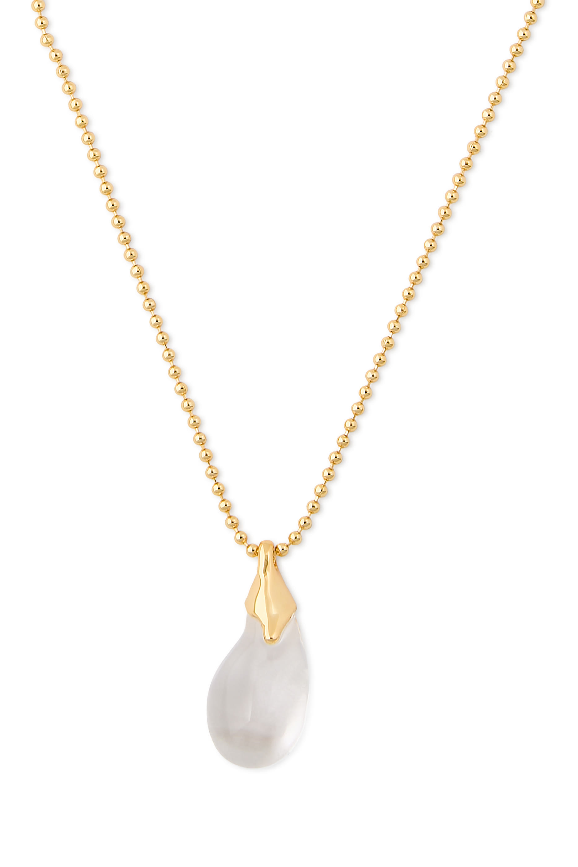 Liquid Lucite Teardrop Pendant Necklace, 14K Yellow Gold & Lucite