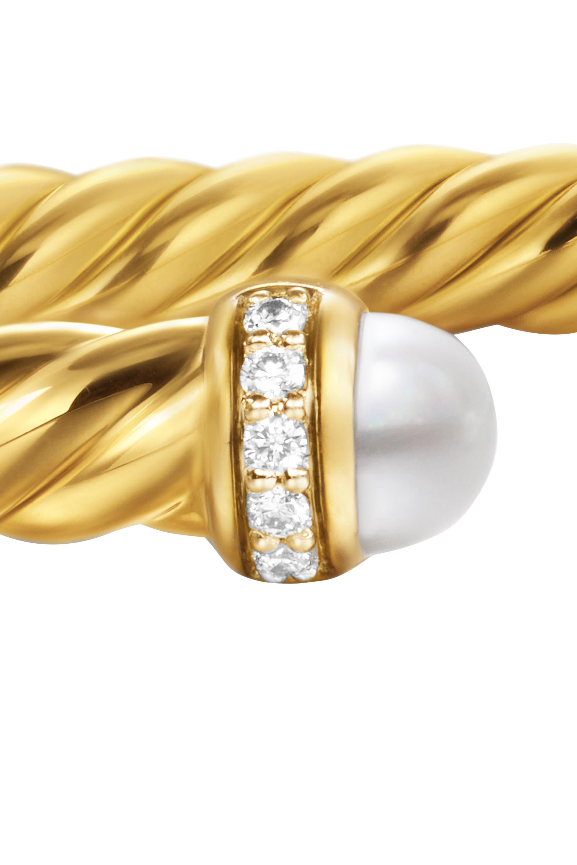 Cablespira&reg; Flex Bracelet, 18K Yellow Gold, Diamonds, Pearl