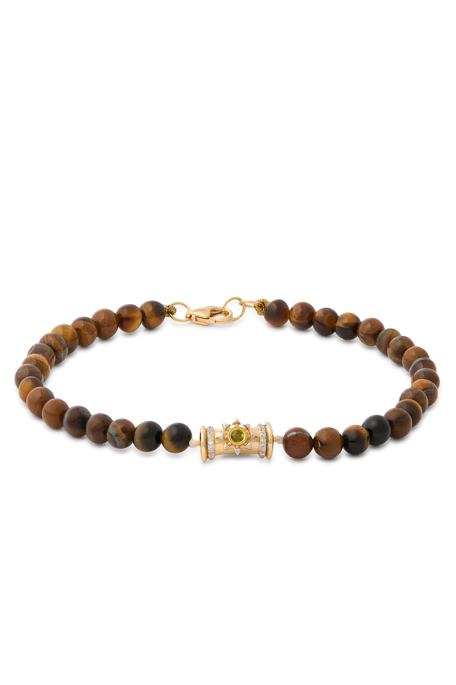 Warrior Star Seed Beaded Tiger&rsquo;s Eye Bracelet, 18K Yellow Gold & Diamonds