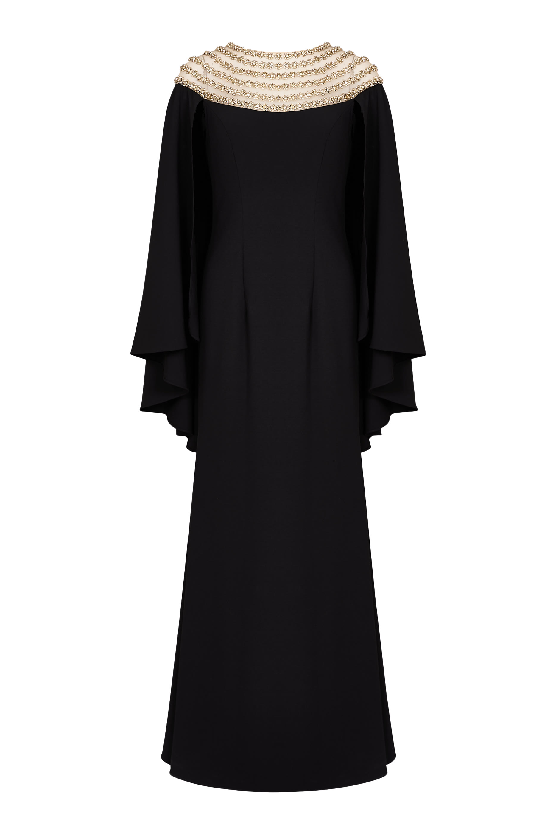 Bead Cape Sleeves Gown