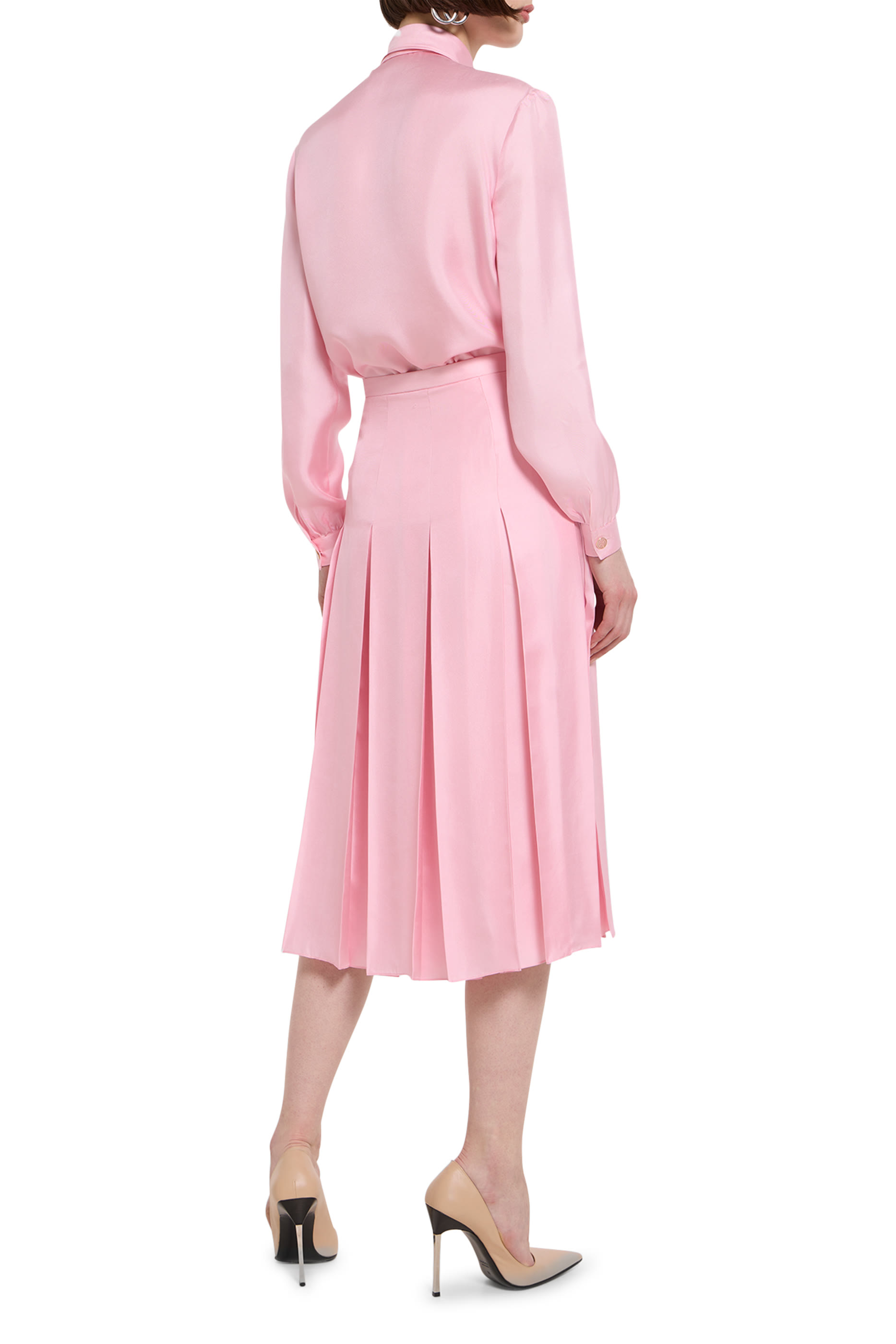 Self-Tie Bow Silk Twill Shirt