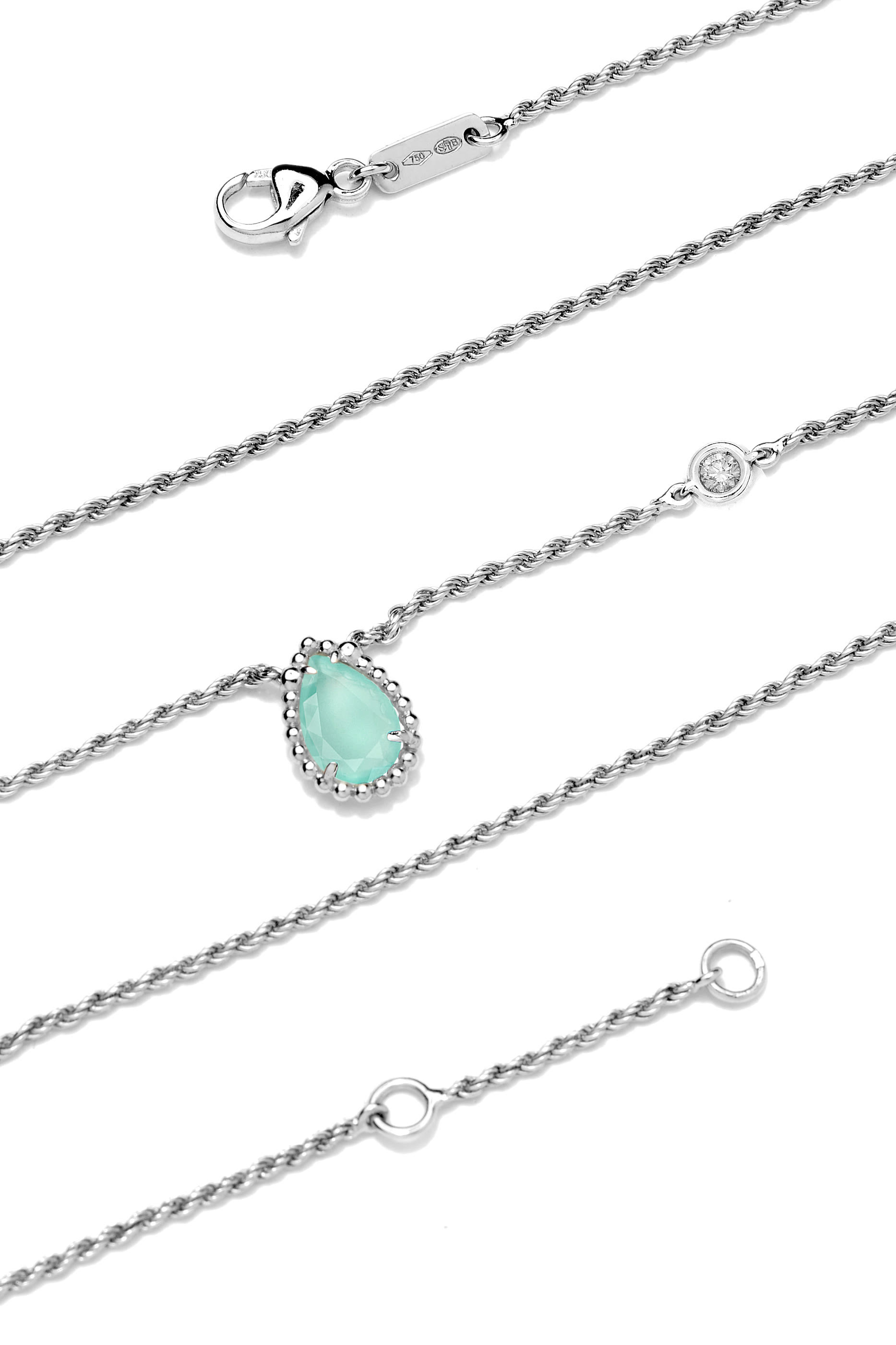 Serpent Boh&egrave;me Pendant, 18k White Gold & Aquaprase