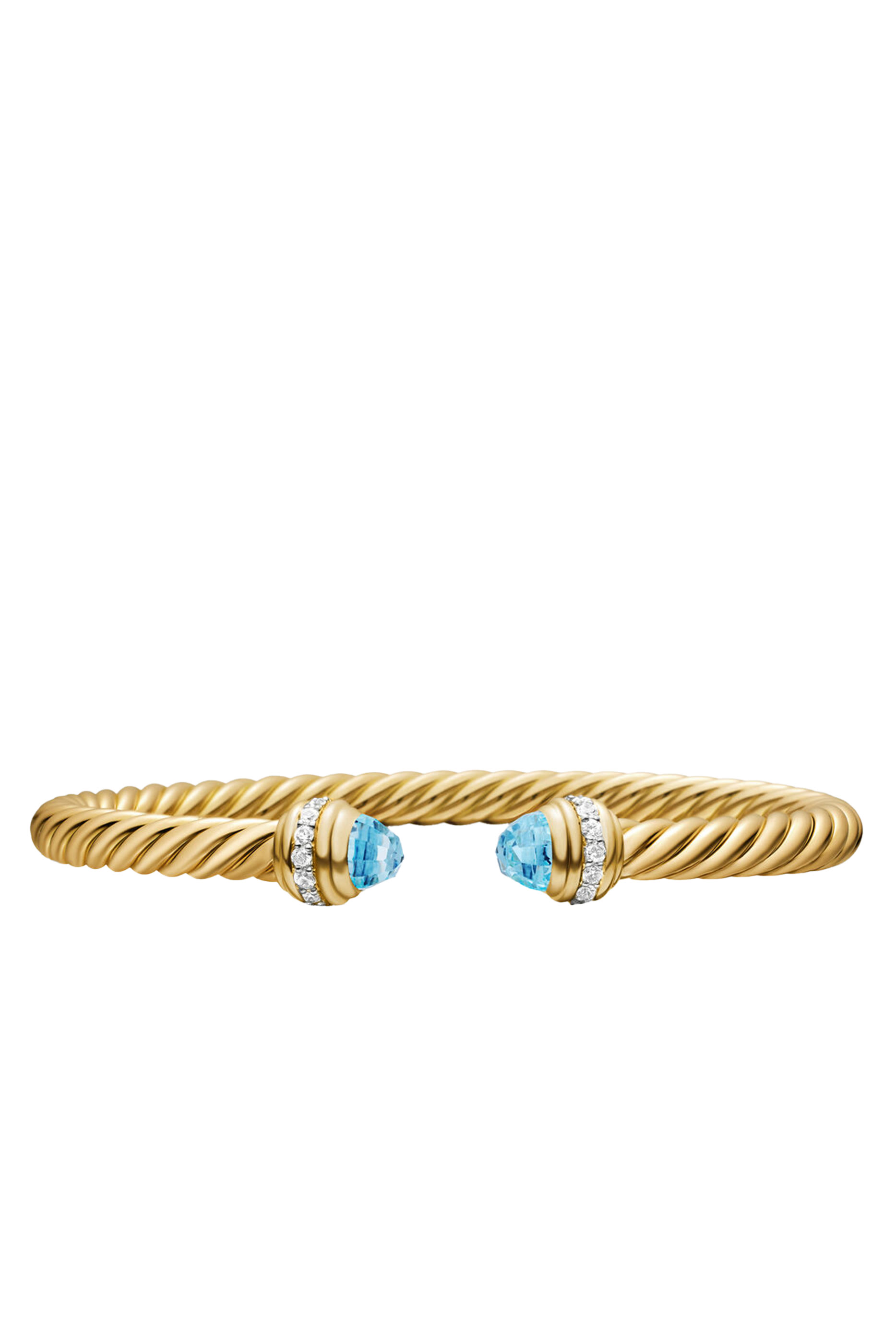  Classic Cablespira&reg; Bracelet,  18K Yellow Gold with Blue Topaz & Diamonds