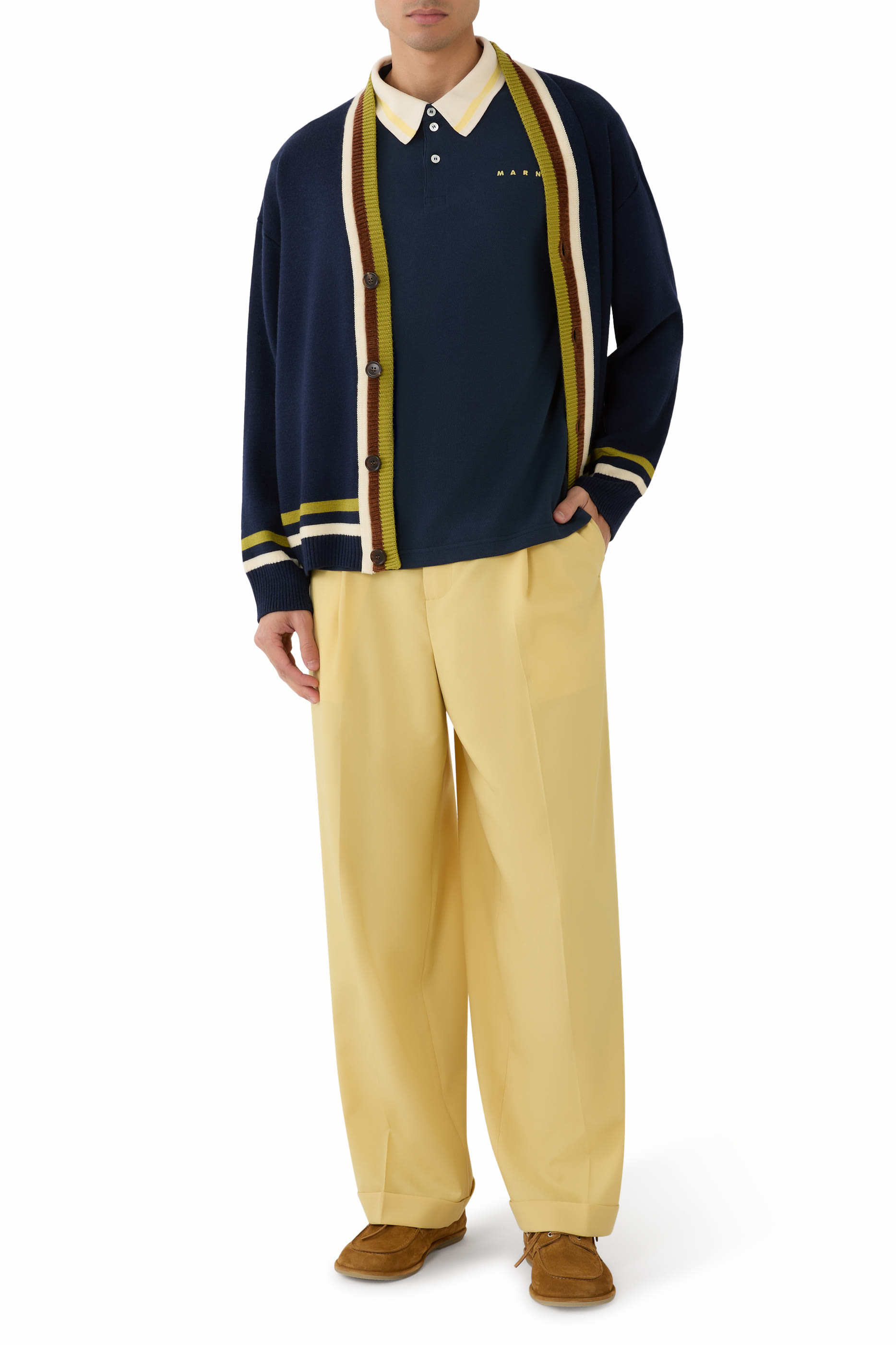 Striped Collar Piqu&eacute; Polo Shirt