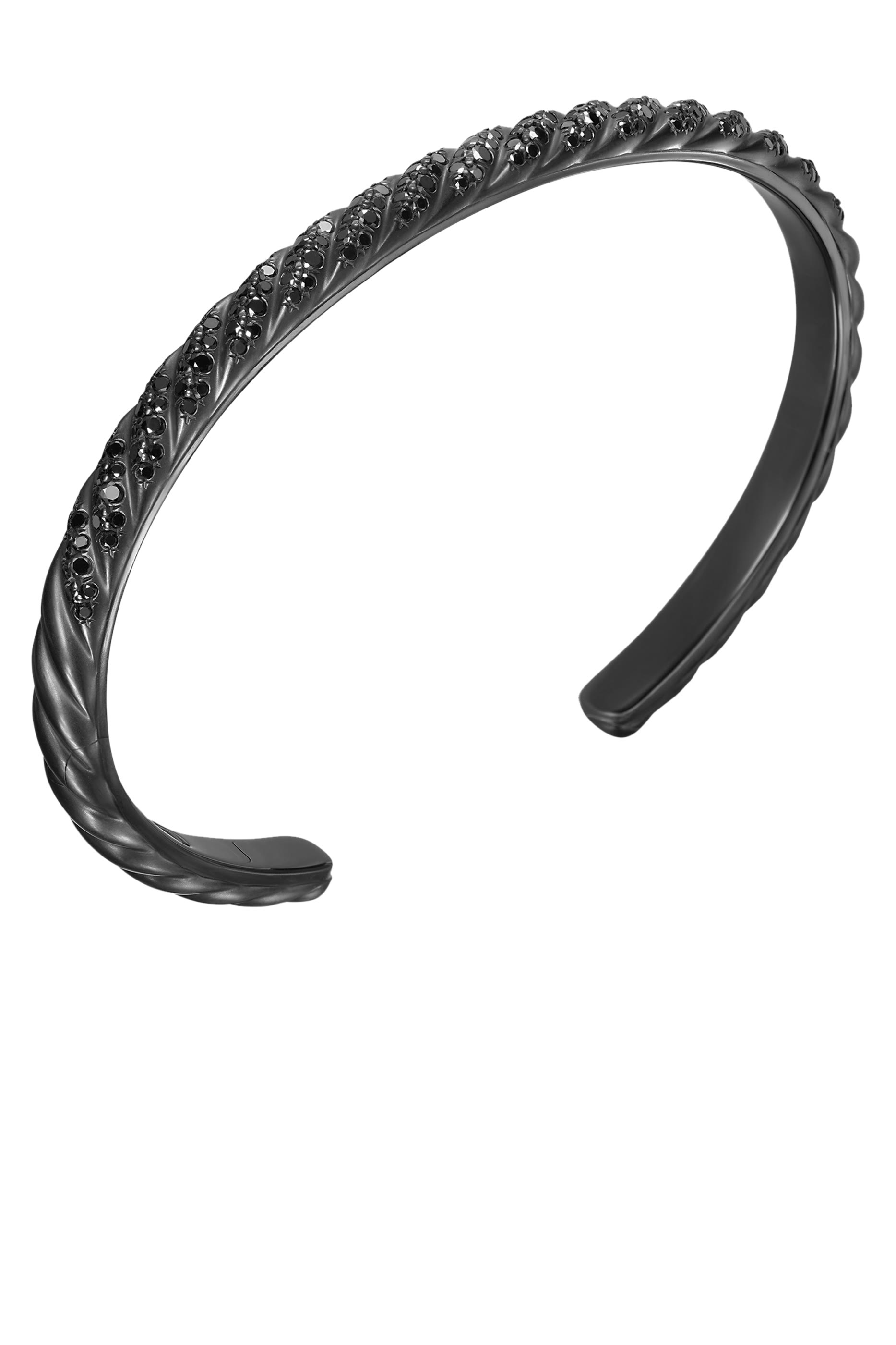 Sculpted Cable Cuff Bracelet, Black titanium & Black Diamonds
