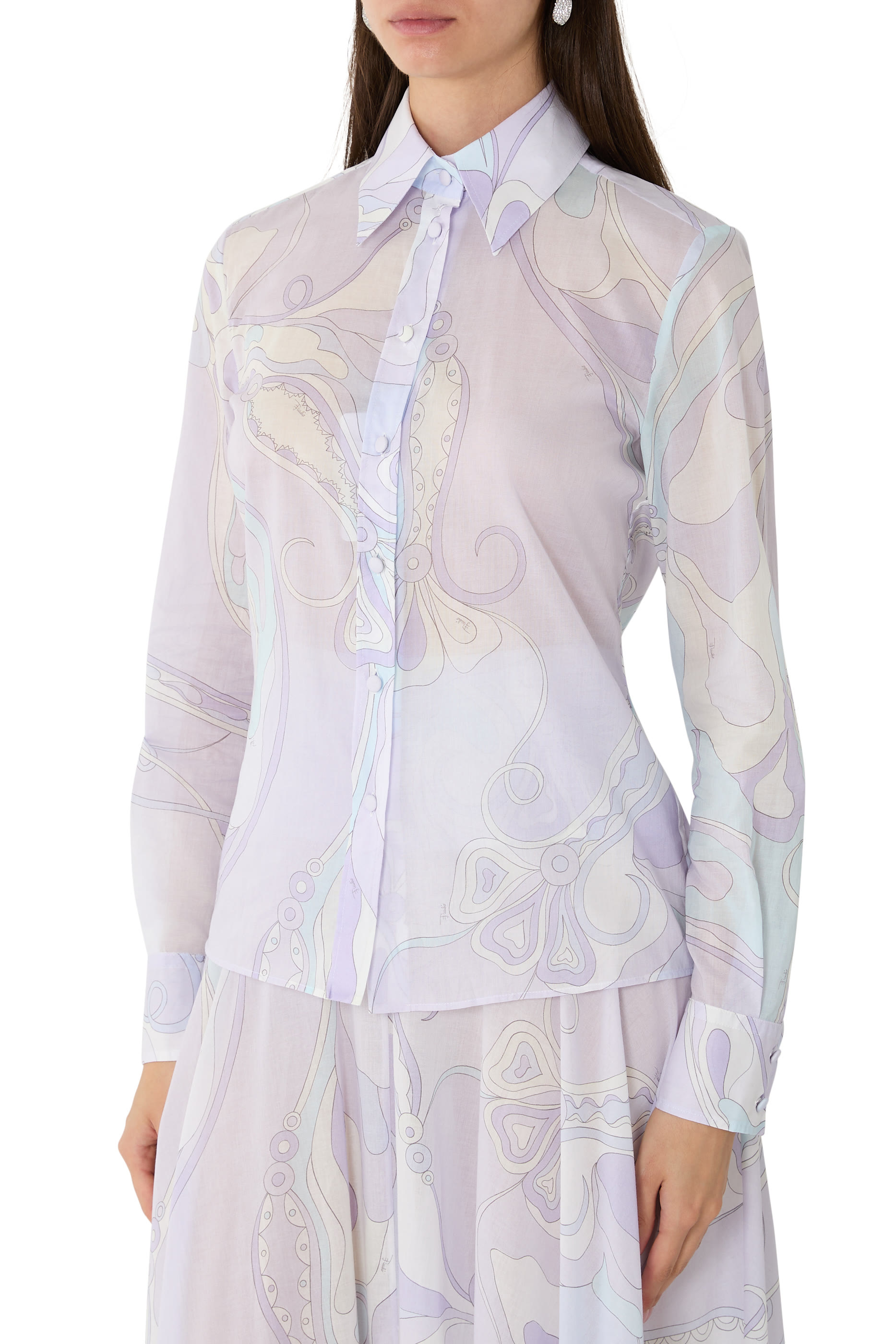 Orchidee Print Cotton Shirt