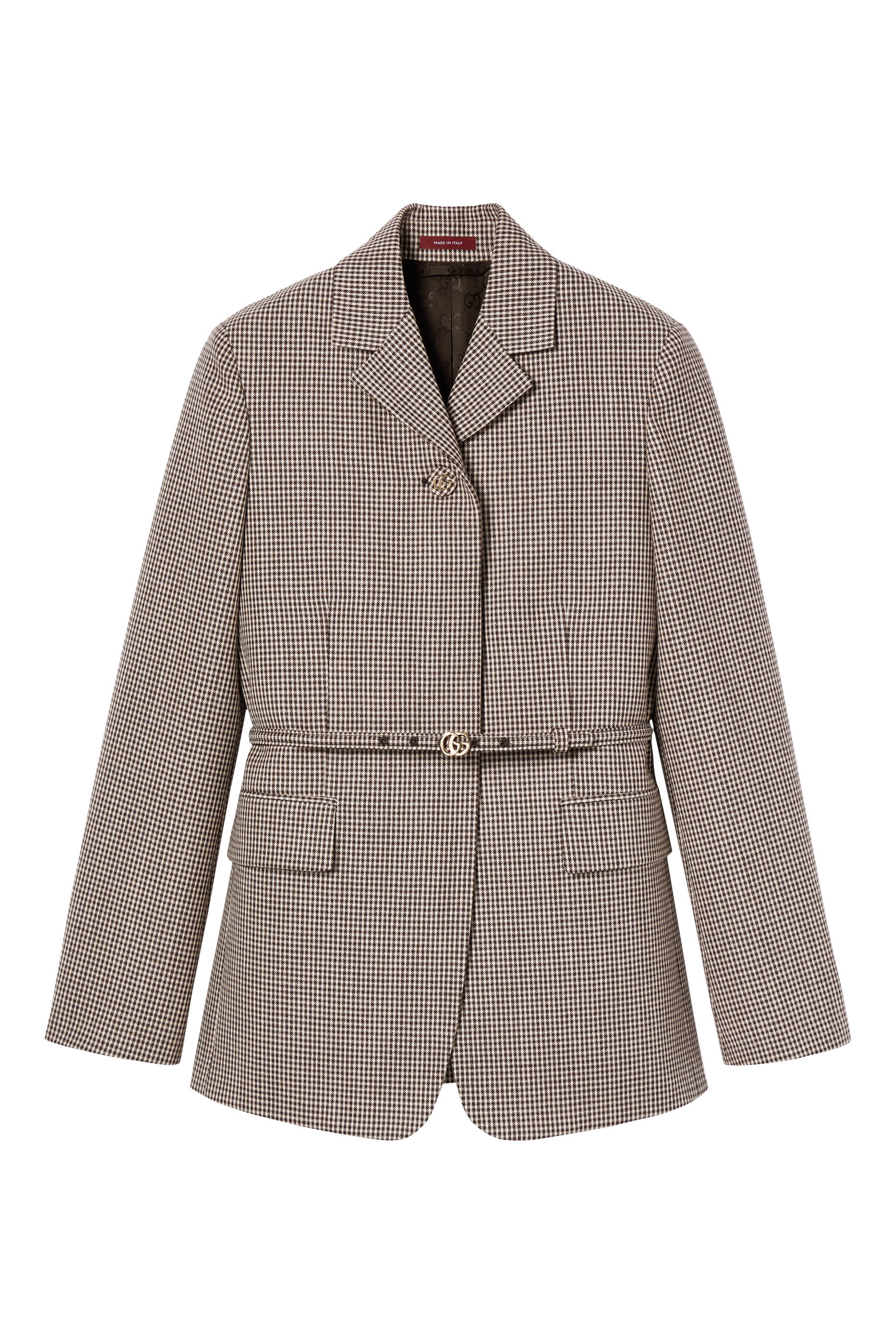 Gingham Wool Belted Jacket