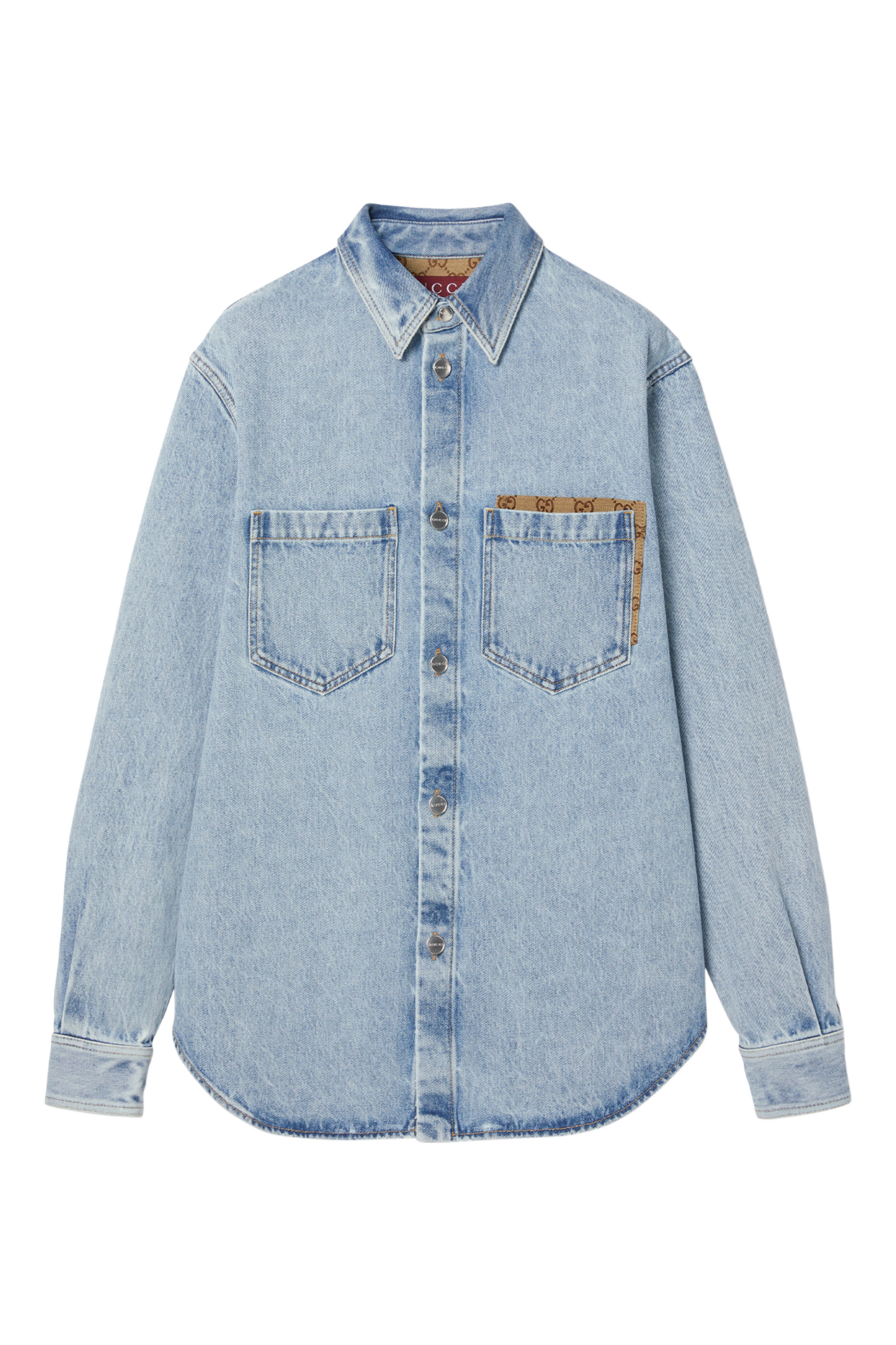 Washed Denim Shirt with GG Insert