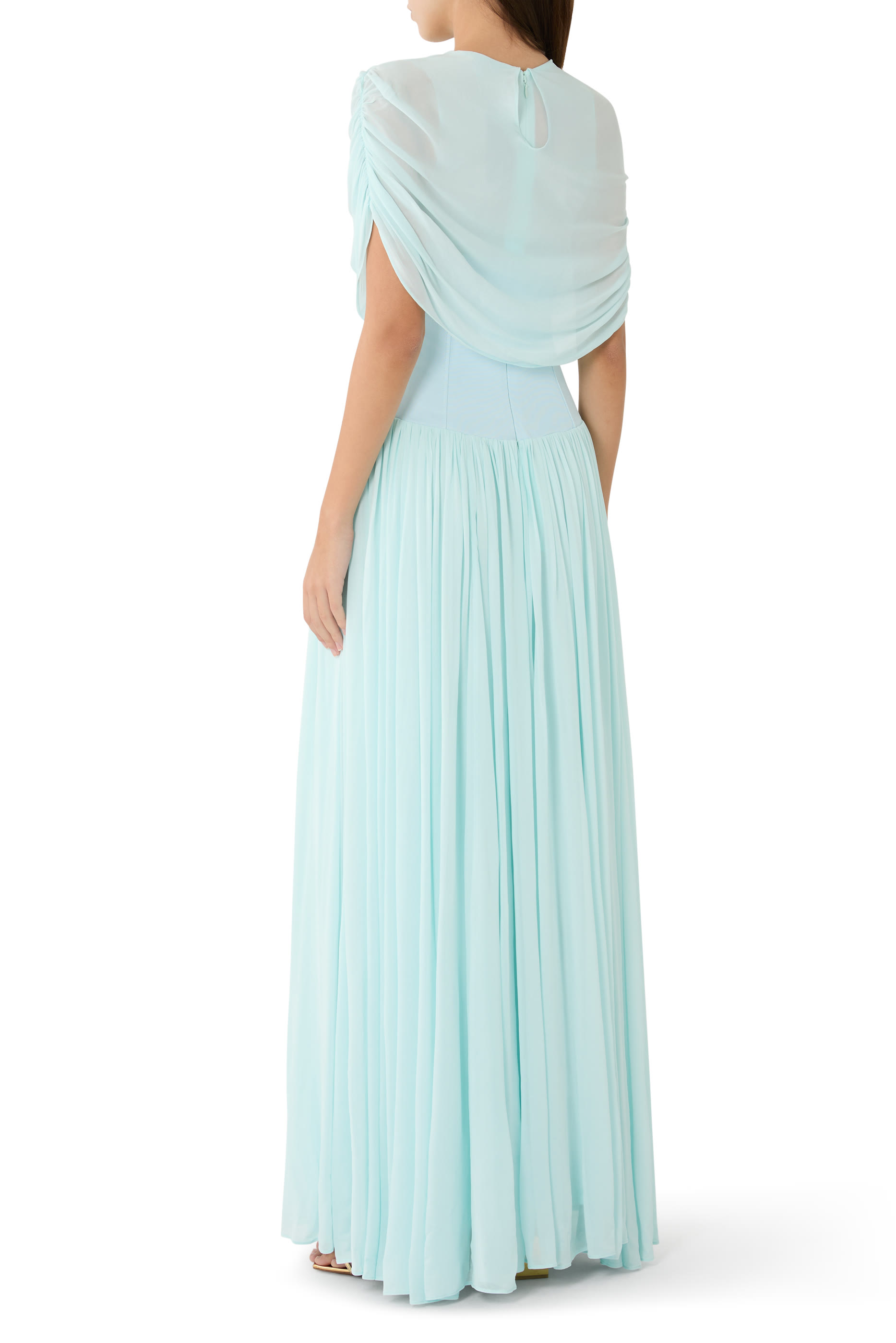 Nancie Draped Jersey Cape Midi Dress