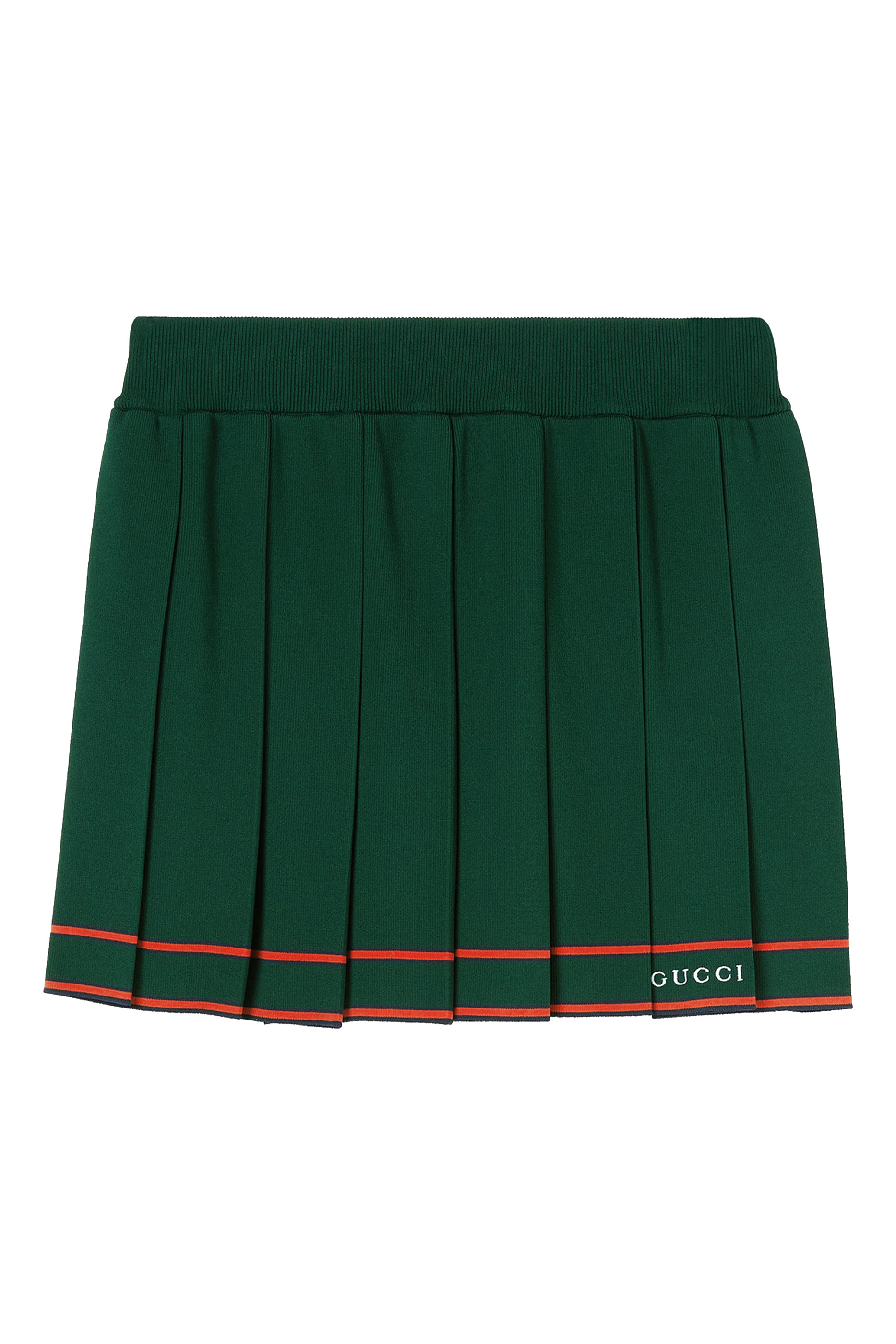 Pleated Skirt with Striped Trim 