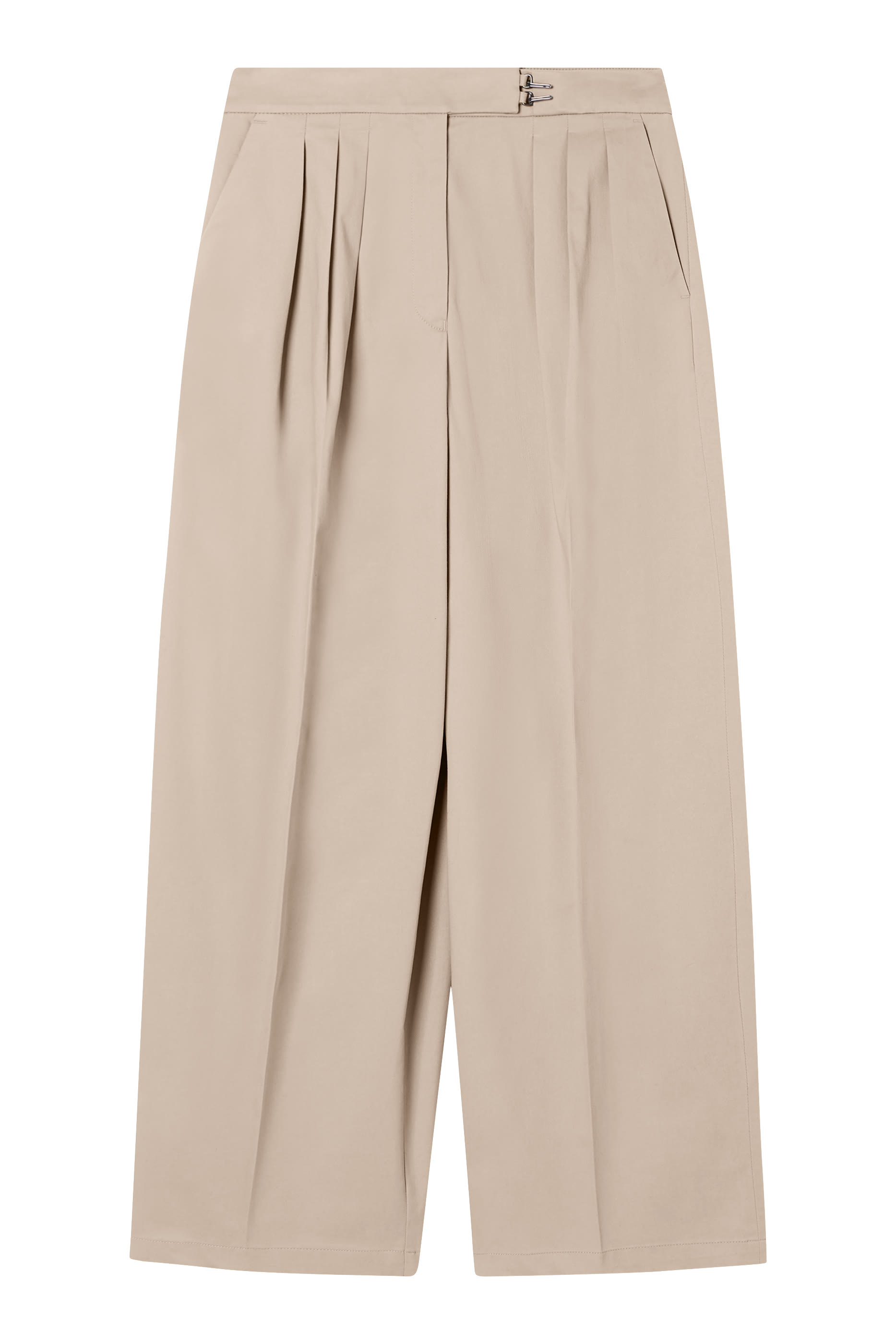 Pleated Brushed Cotton Trousers