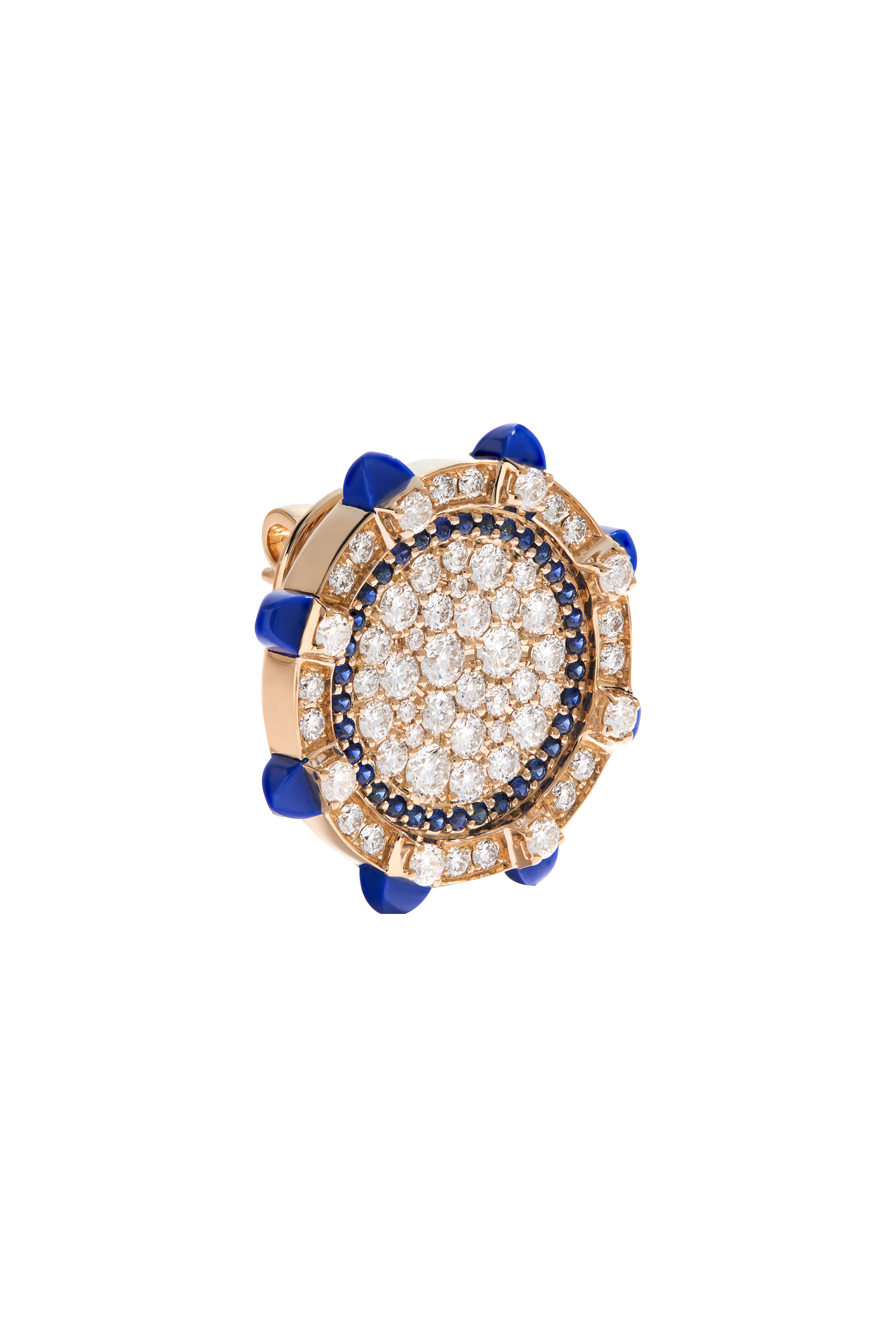 Tip-Top Statement Stud Earrings, 18k Rose Gold with Lapis Lazuli, Blue Sapphire & Diamond