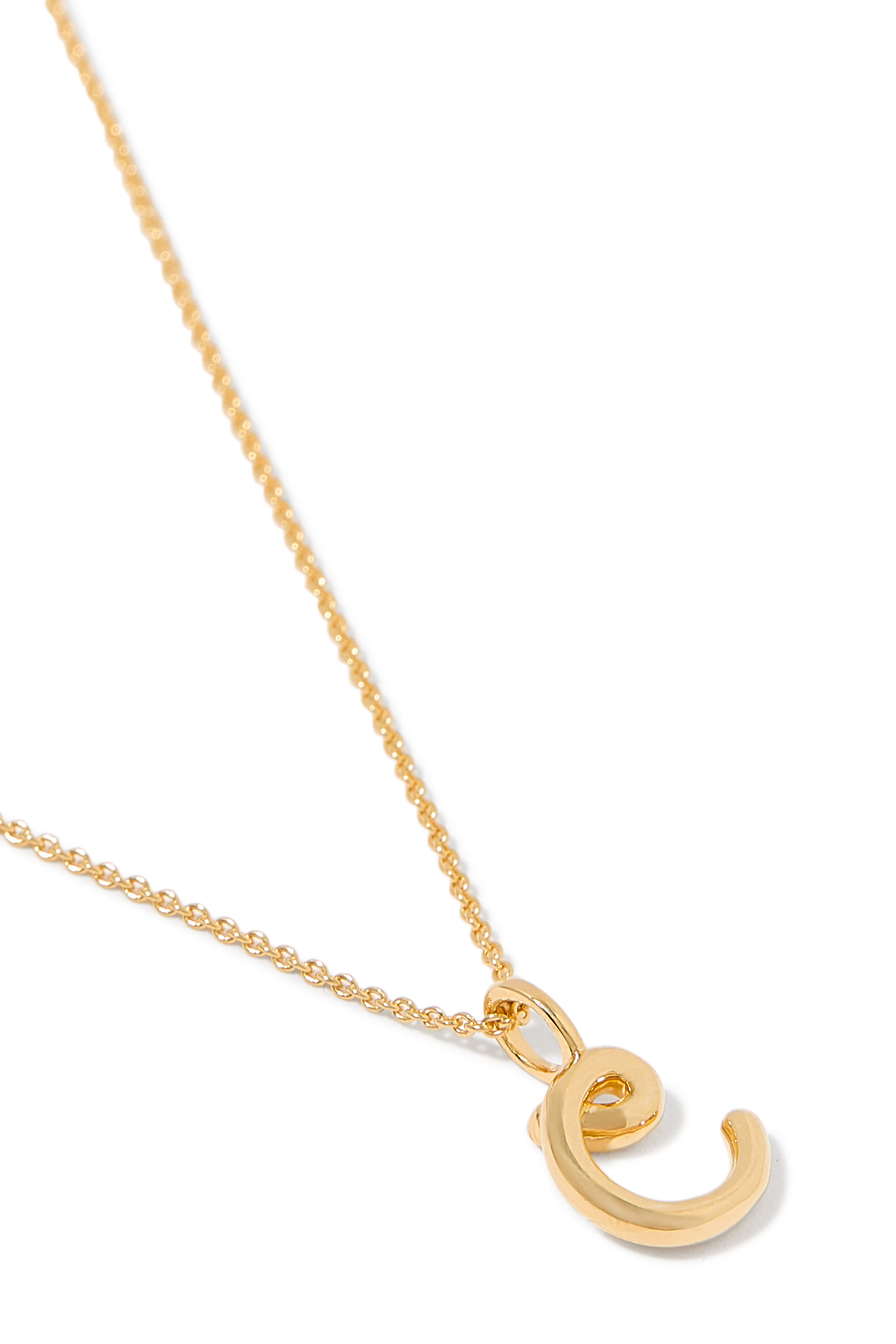 Curly Molten Mini Initial Necklace - C , 18ct Recycled Gold Vermeil on Recycled Sterling Silver