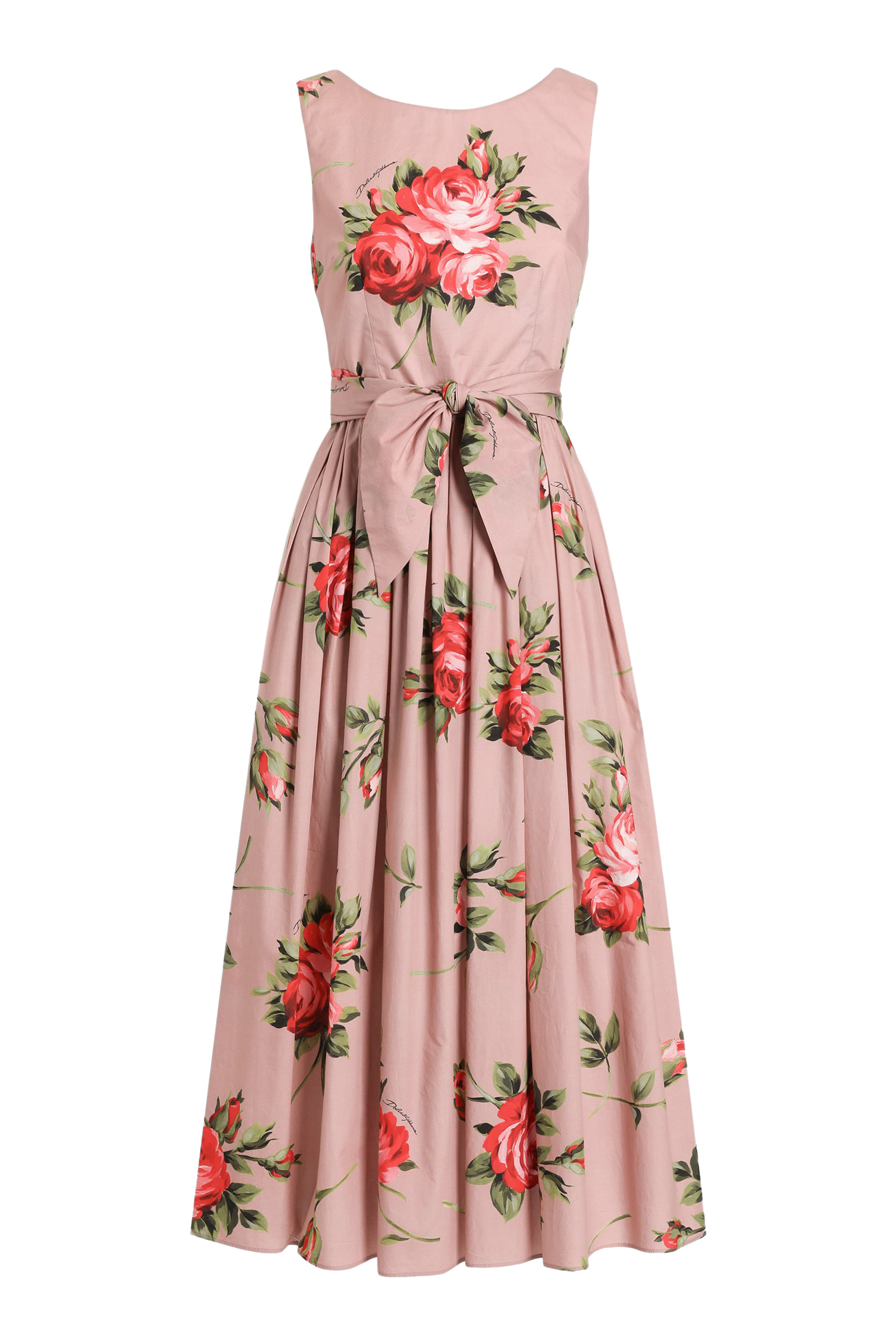 Rose Bouquet-Print Cotton Dress