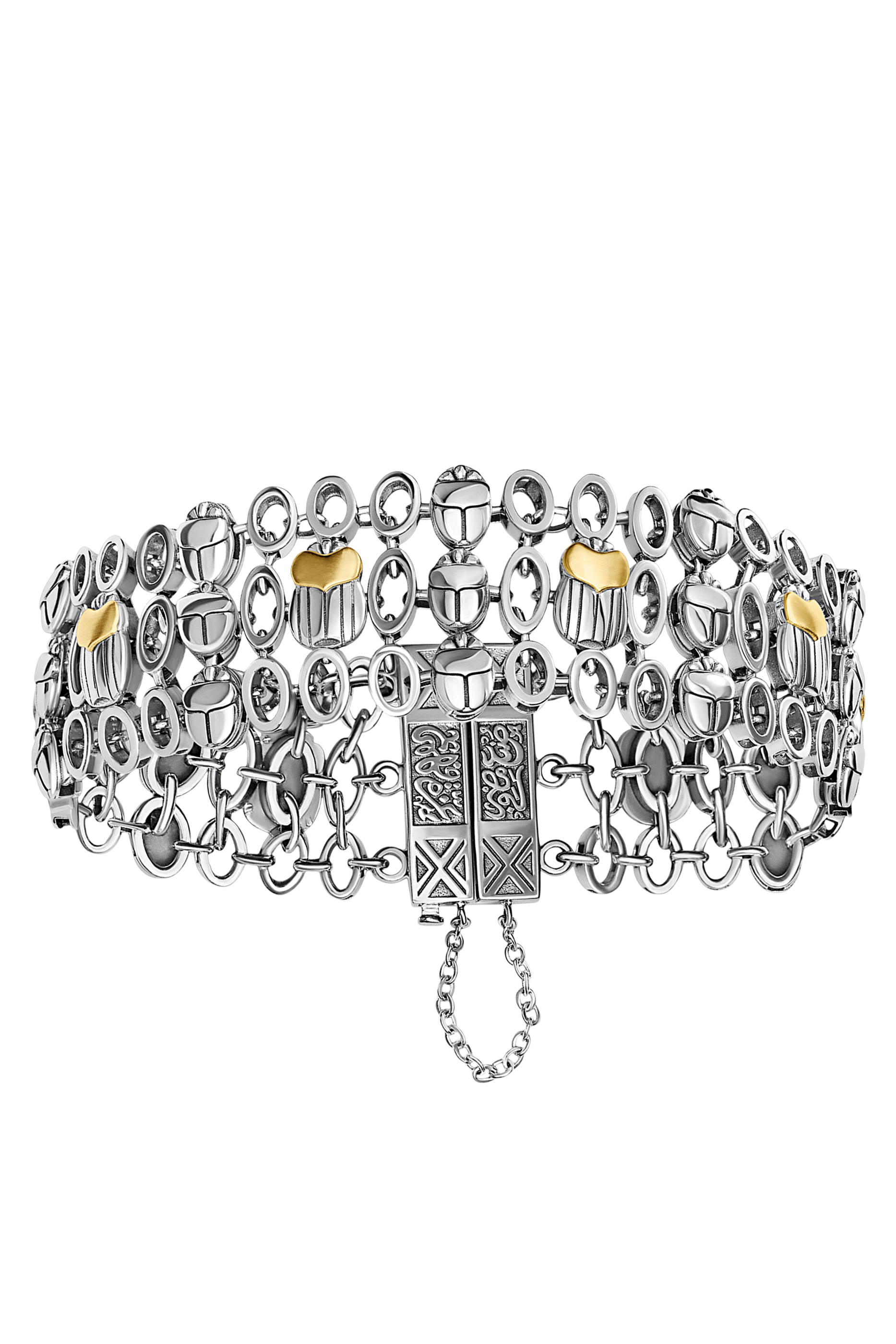  Scarab Lattice Bracelet,  18K Yellow Gold with Sterling Silver