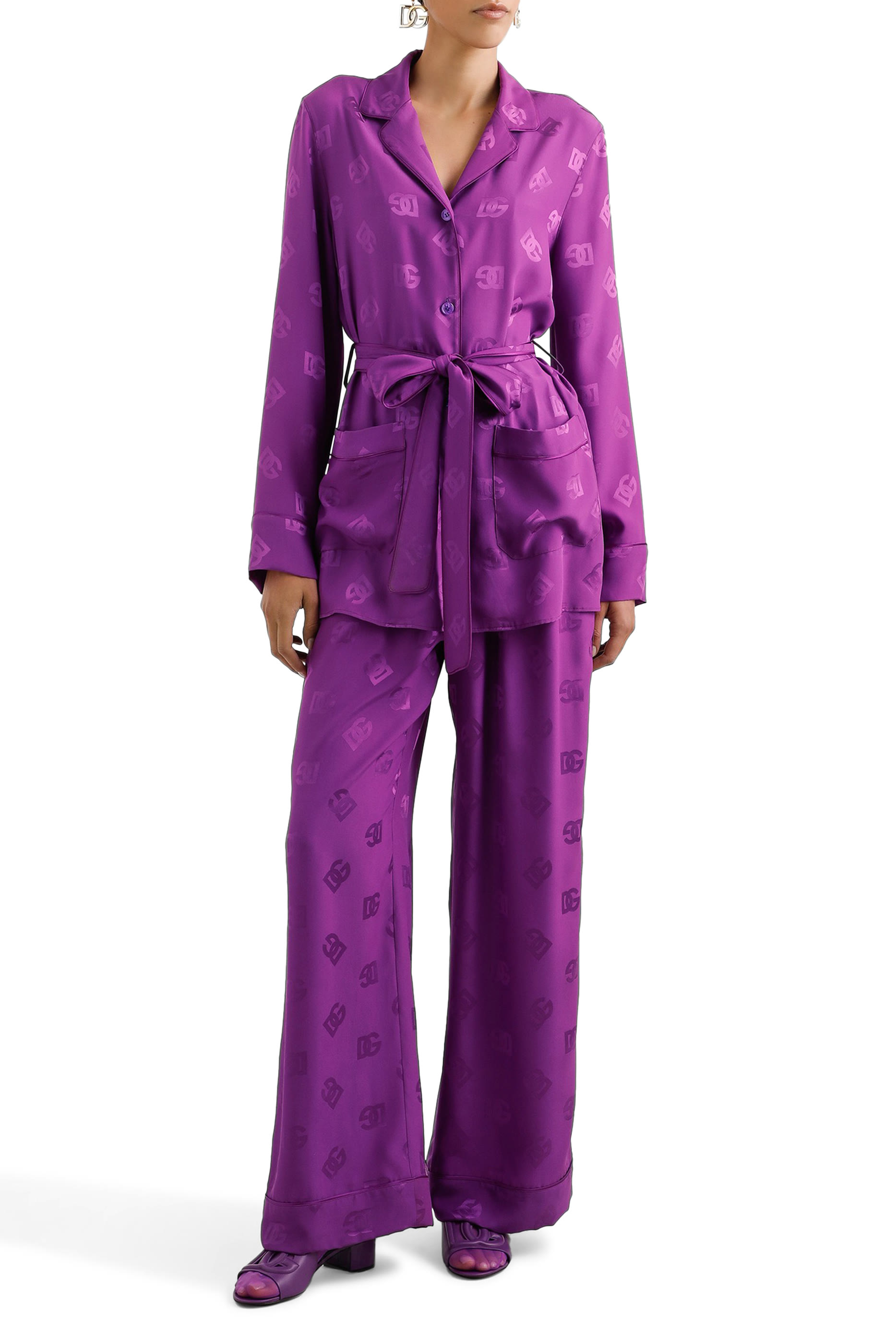 All-Over DG Logo Silk Satin Jacquard Pajama Pants