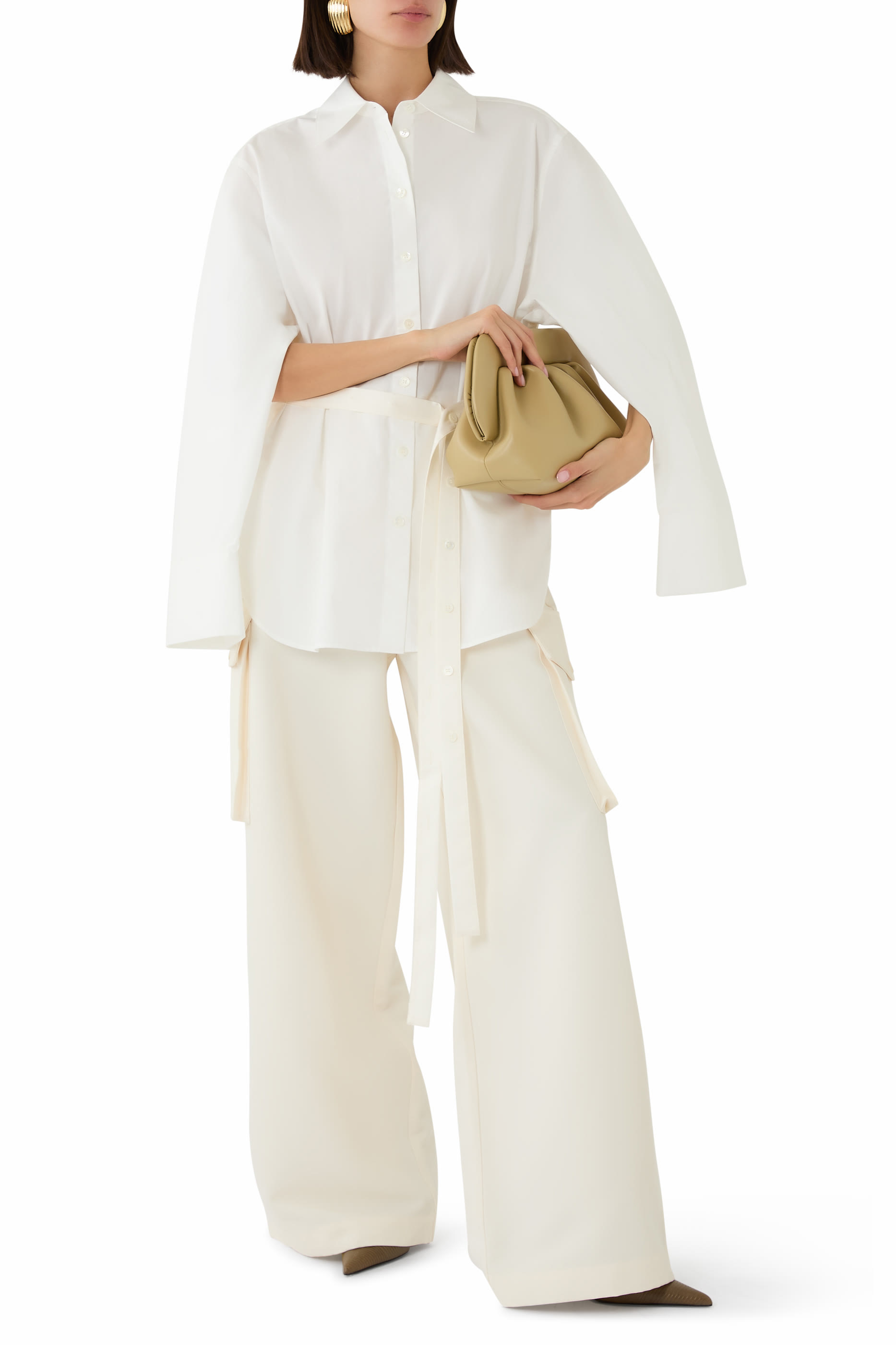 Poplin Silk Combined Gilet-Shirt