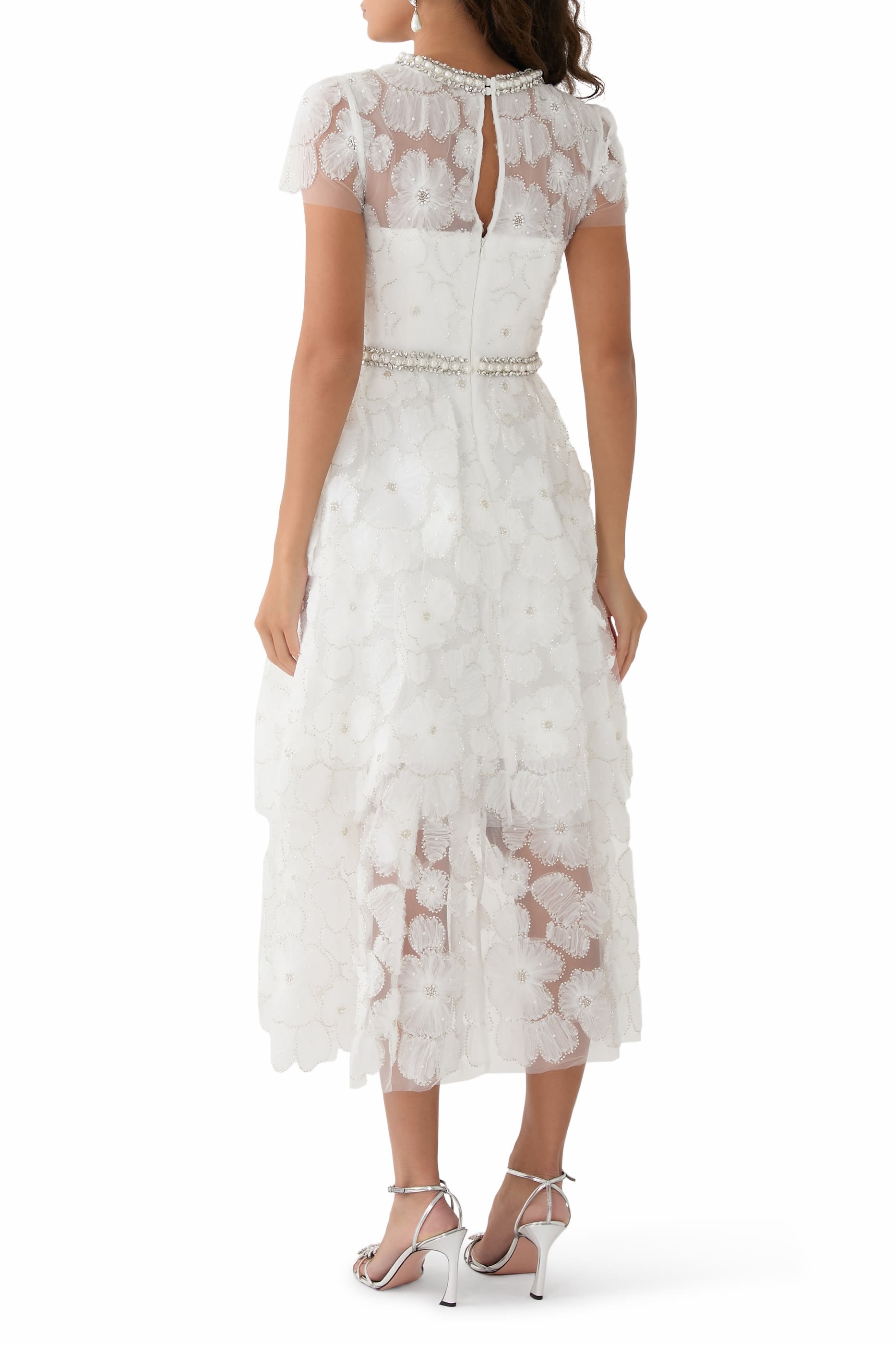 Embellished Tulle Tiered Midi Dress