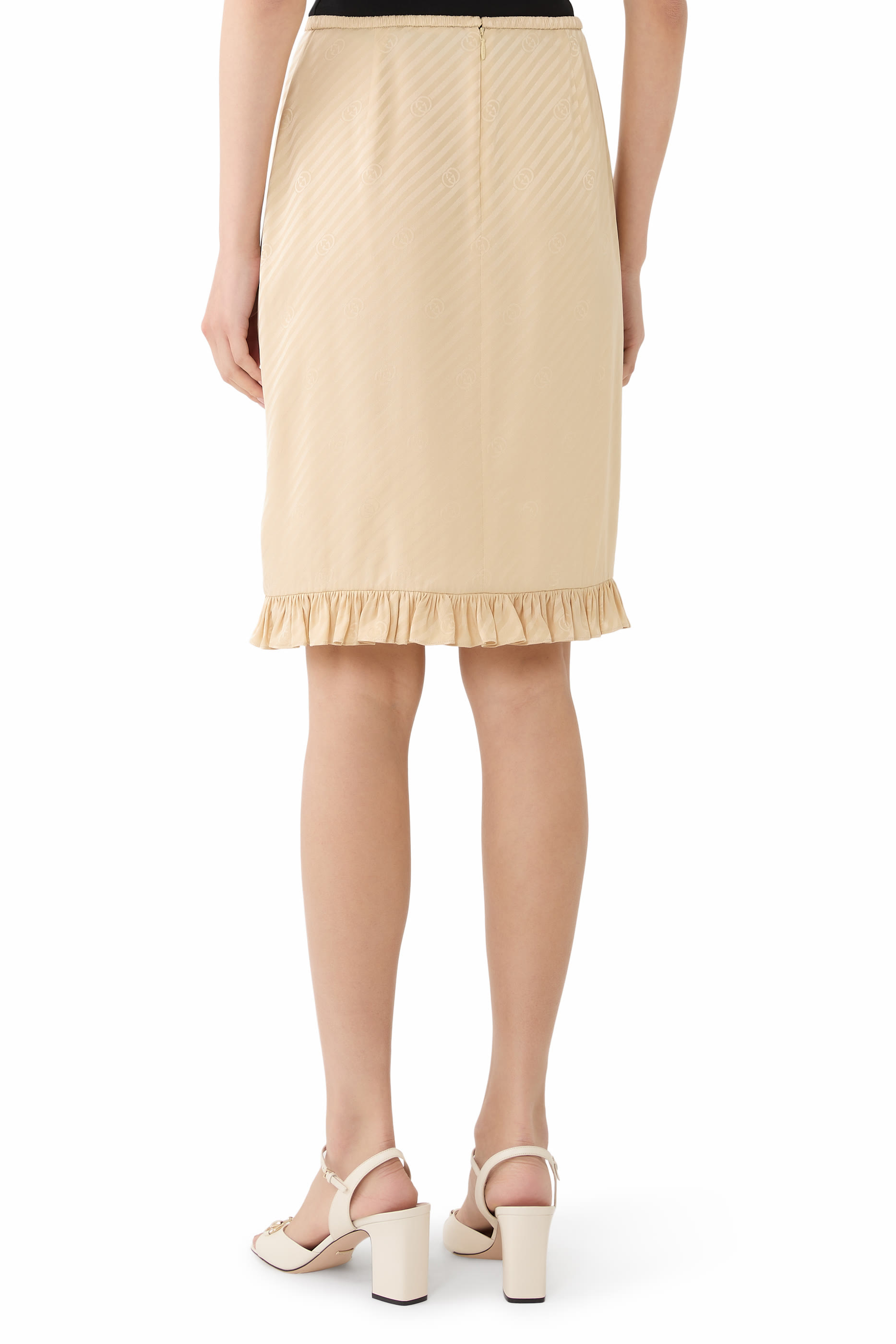 Diagonal GG Silk Jacquard Skirt 