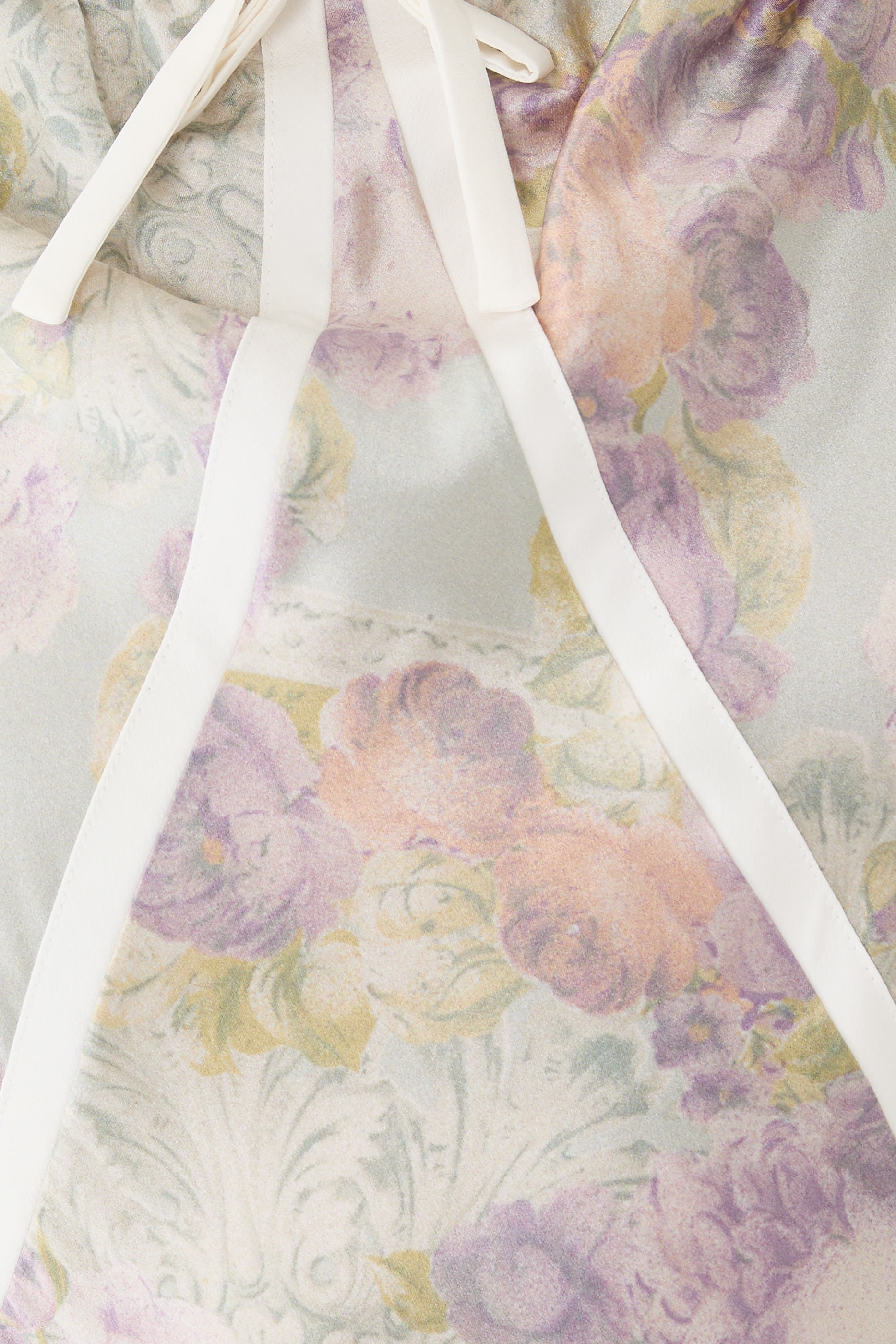 Print Silk Satin Midi Dress with Bow 