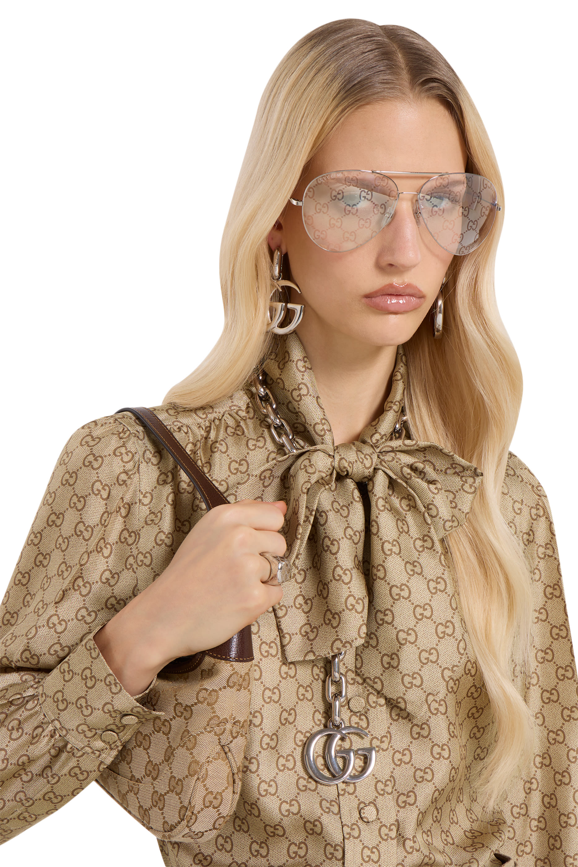 All-Over GG Print Silk Twill Shirt