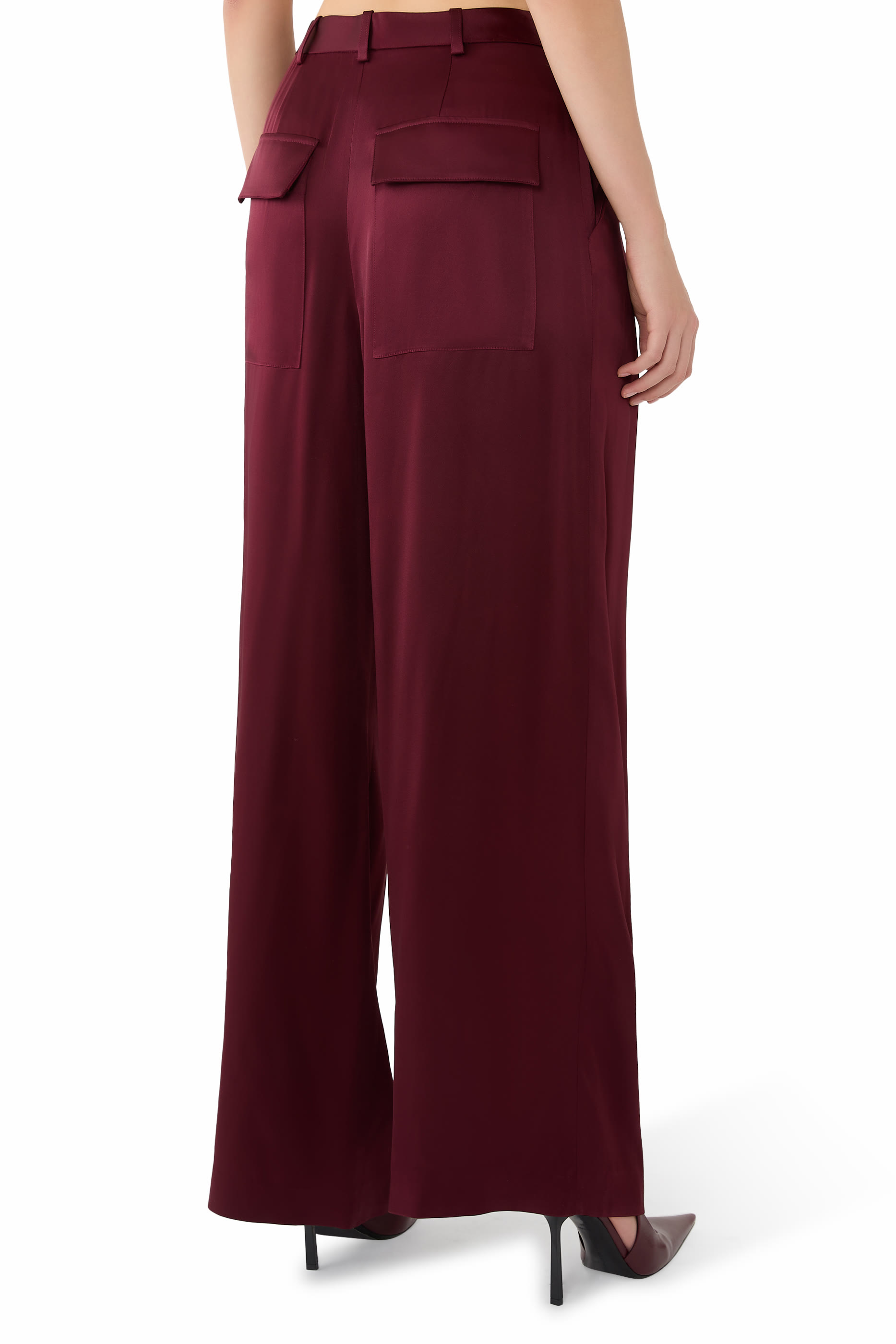 Satin Relaxed Pleated Pants 