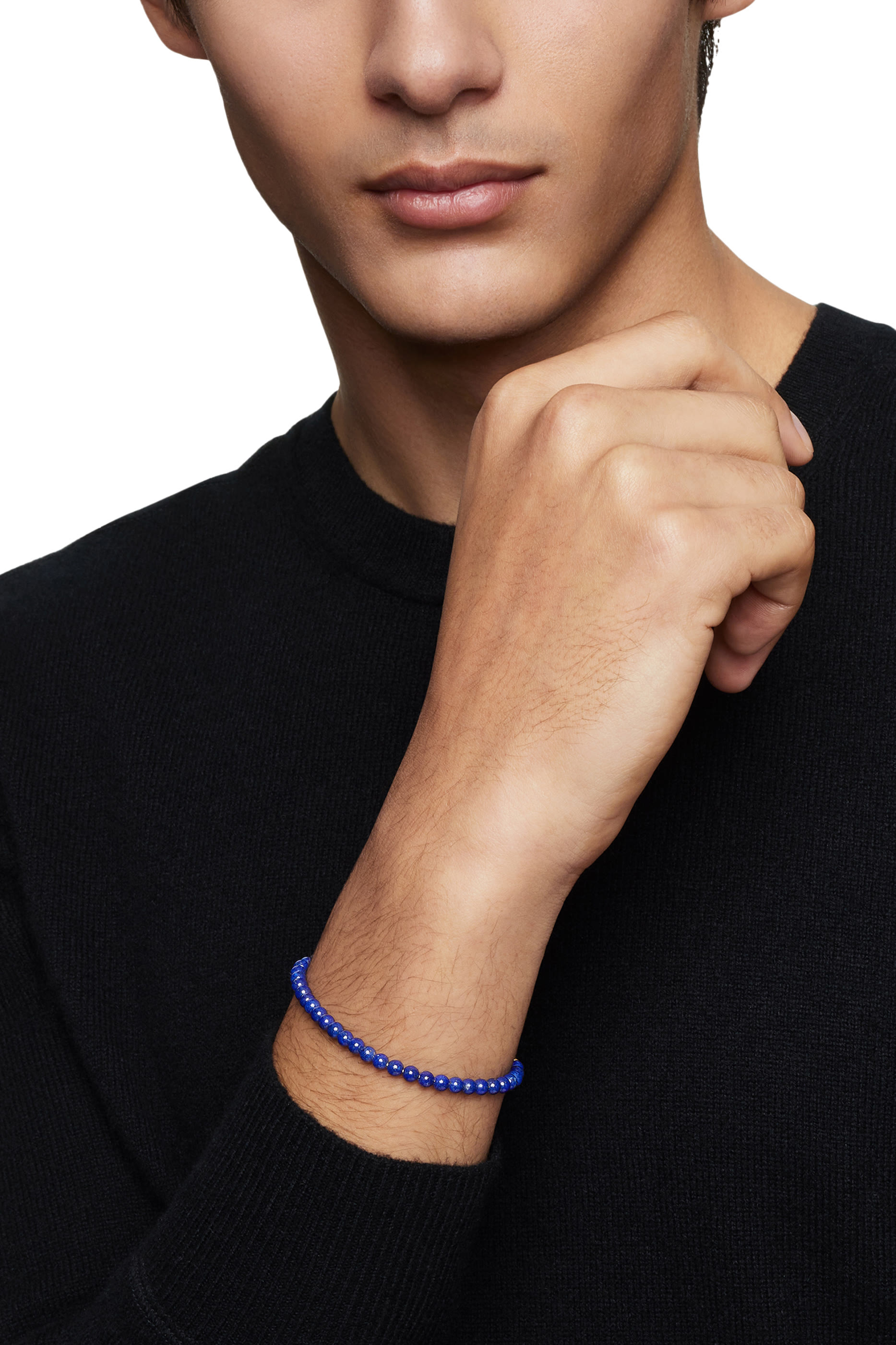 Spiritual Beads Bracelet, Sterling Silver & Lapis Lazuli