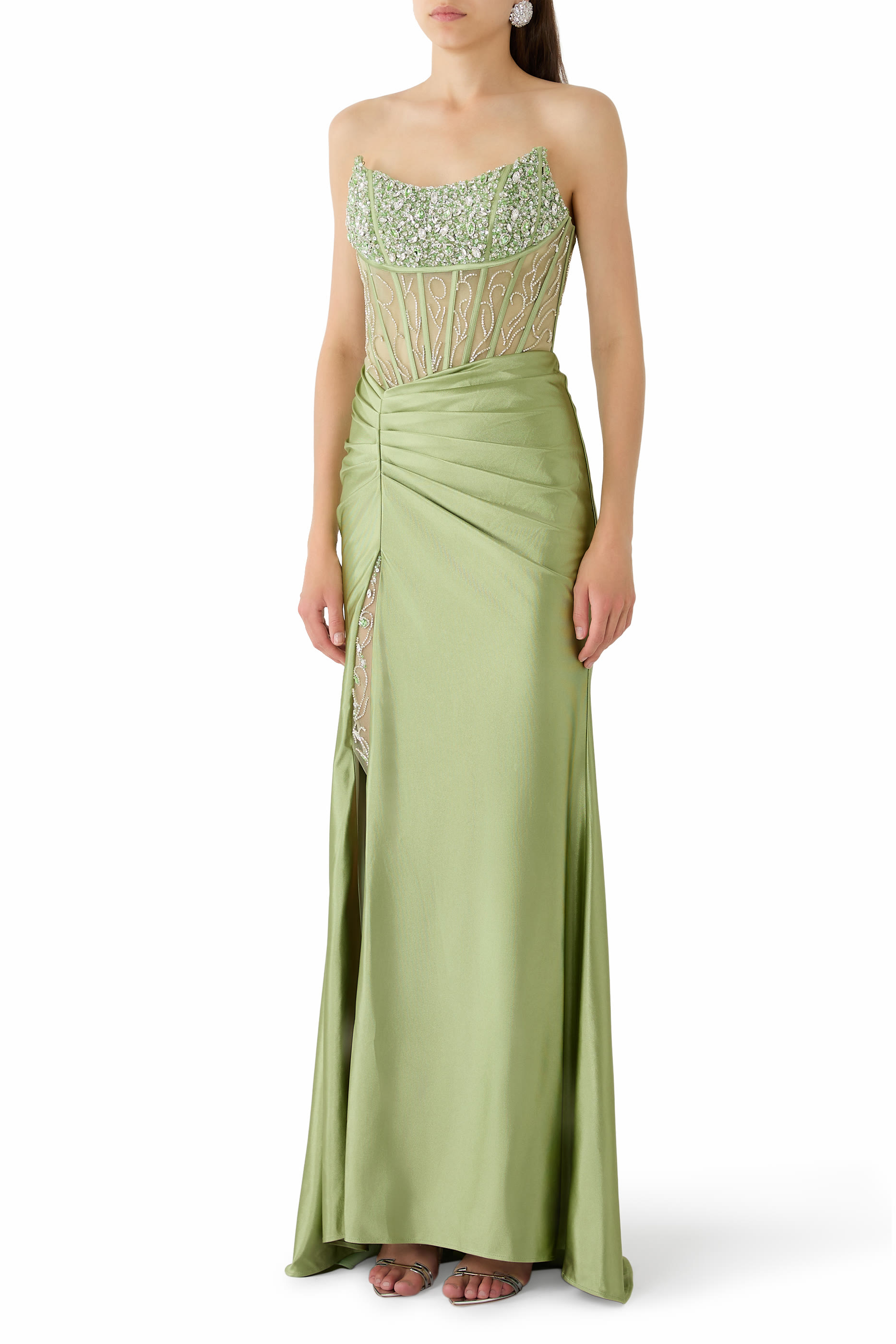 Crystal-Embellished Evening Dress