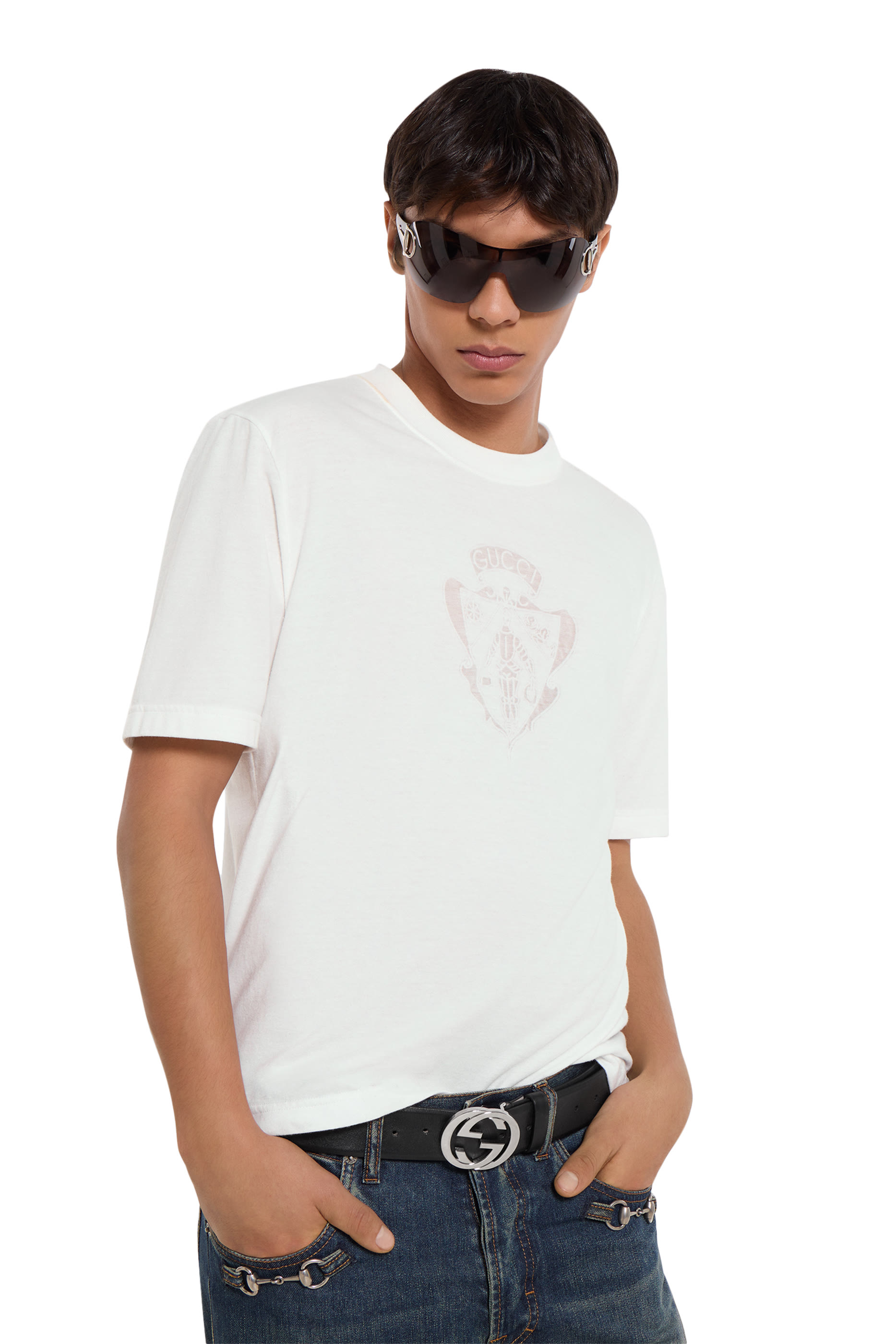  Cotton Jersey T-Shirt with Devor&eacute; Detail