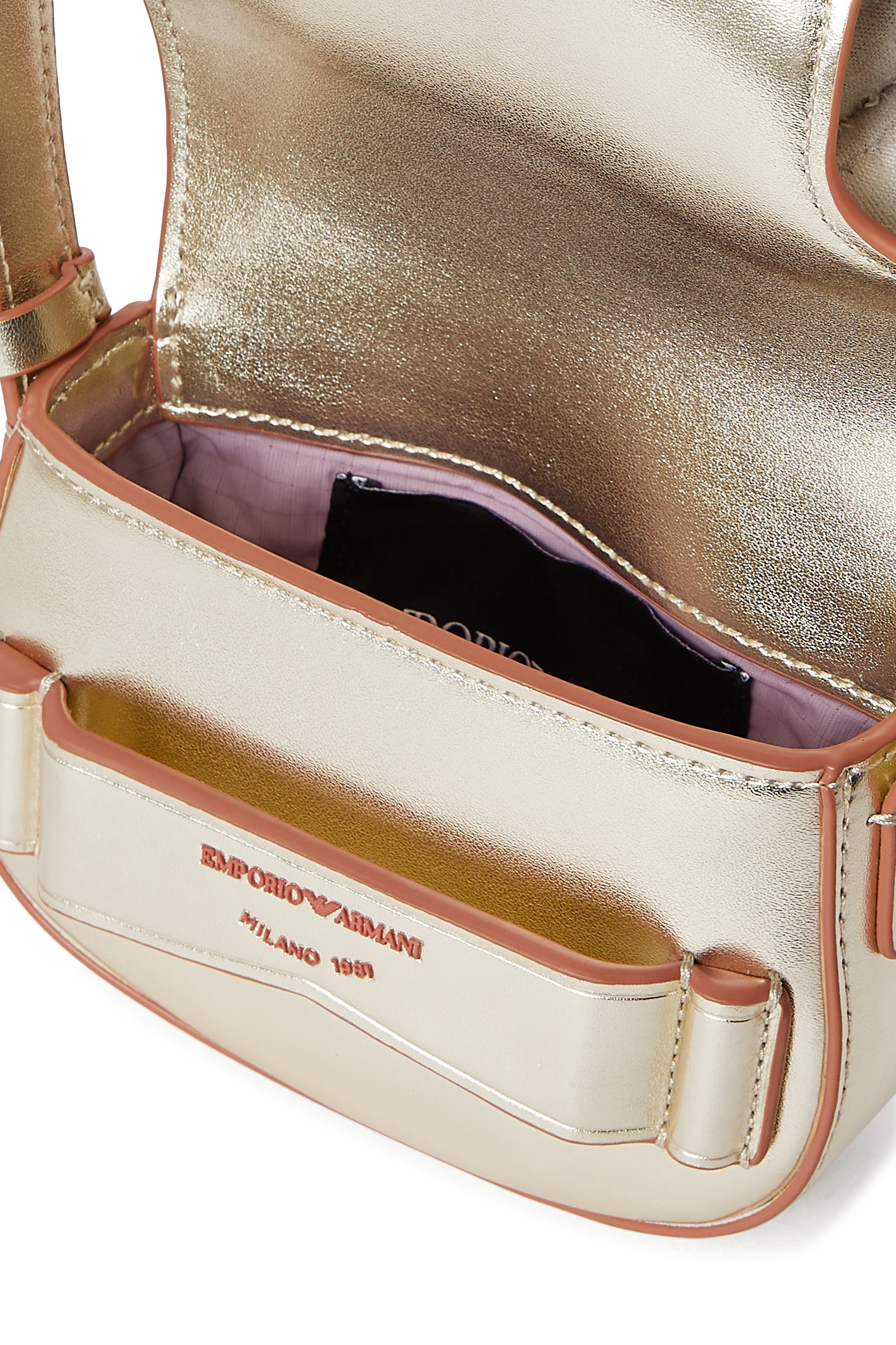 Kids Laminated Leather Logo Crossbody Bag 