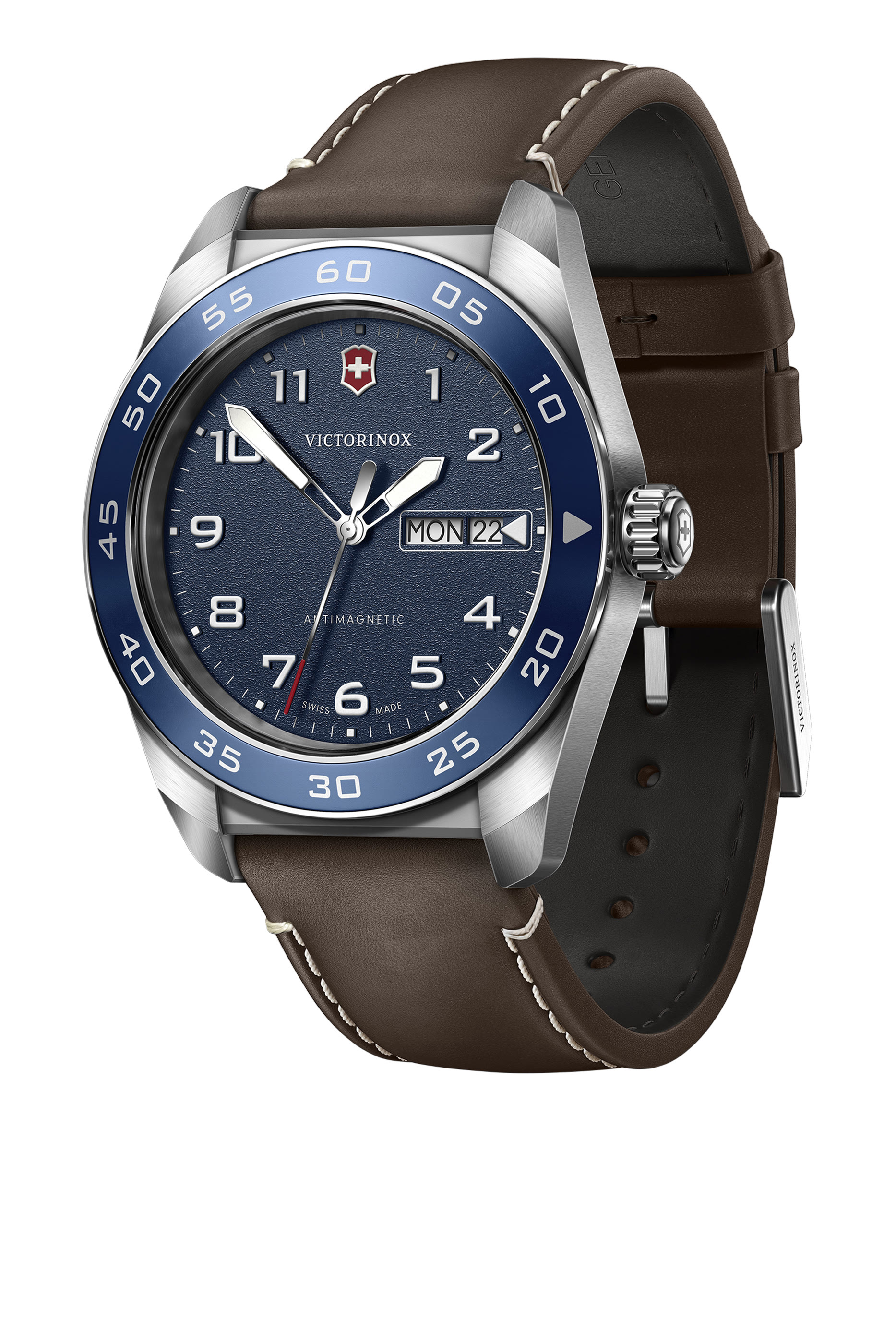 Swiss Army Quartz Watch, Stainless Steel & Leather