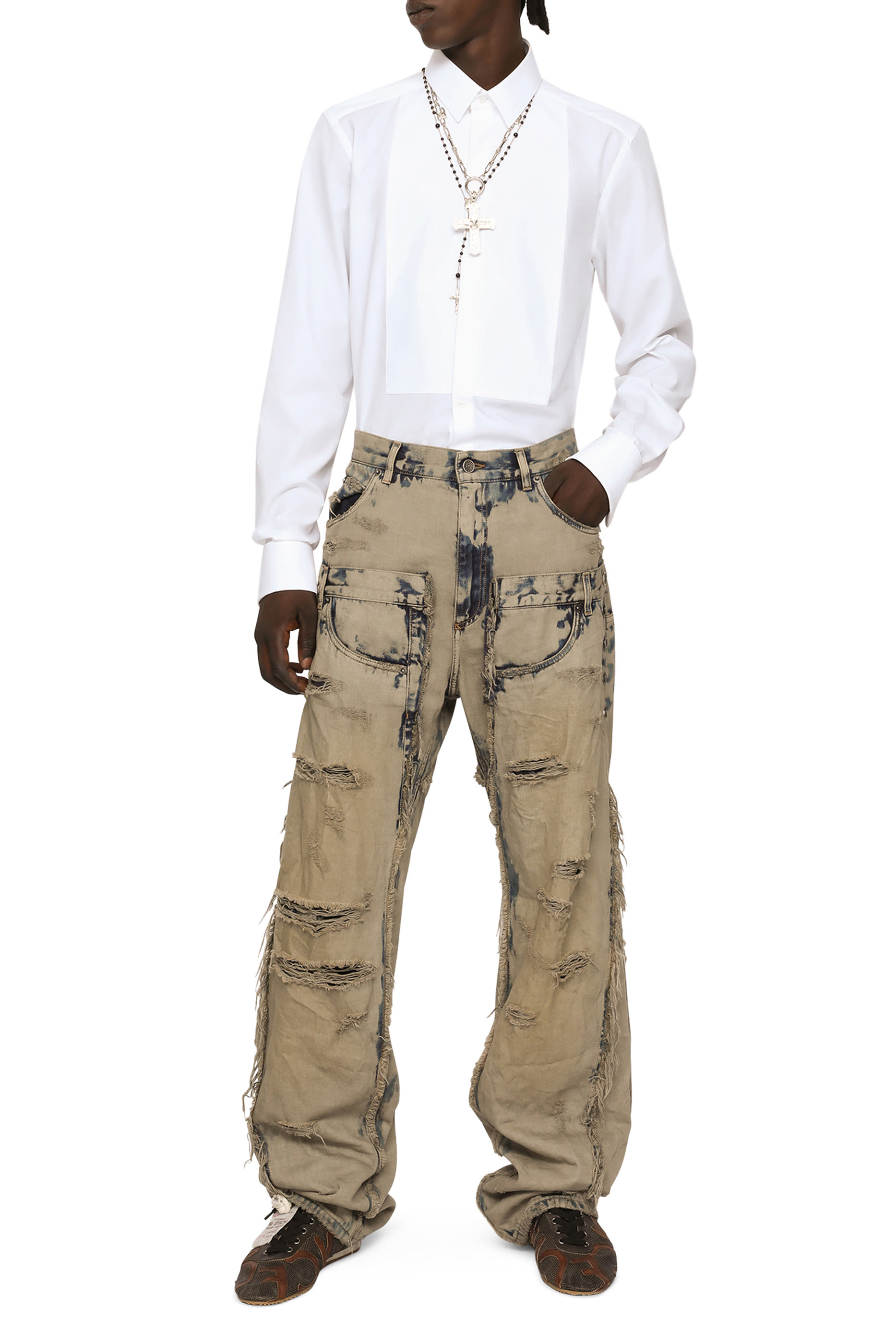 Cotton Poplin Gold-Fit Tuxedo Shirt