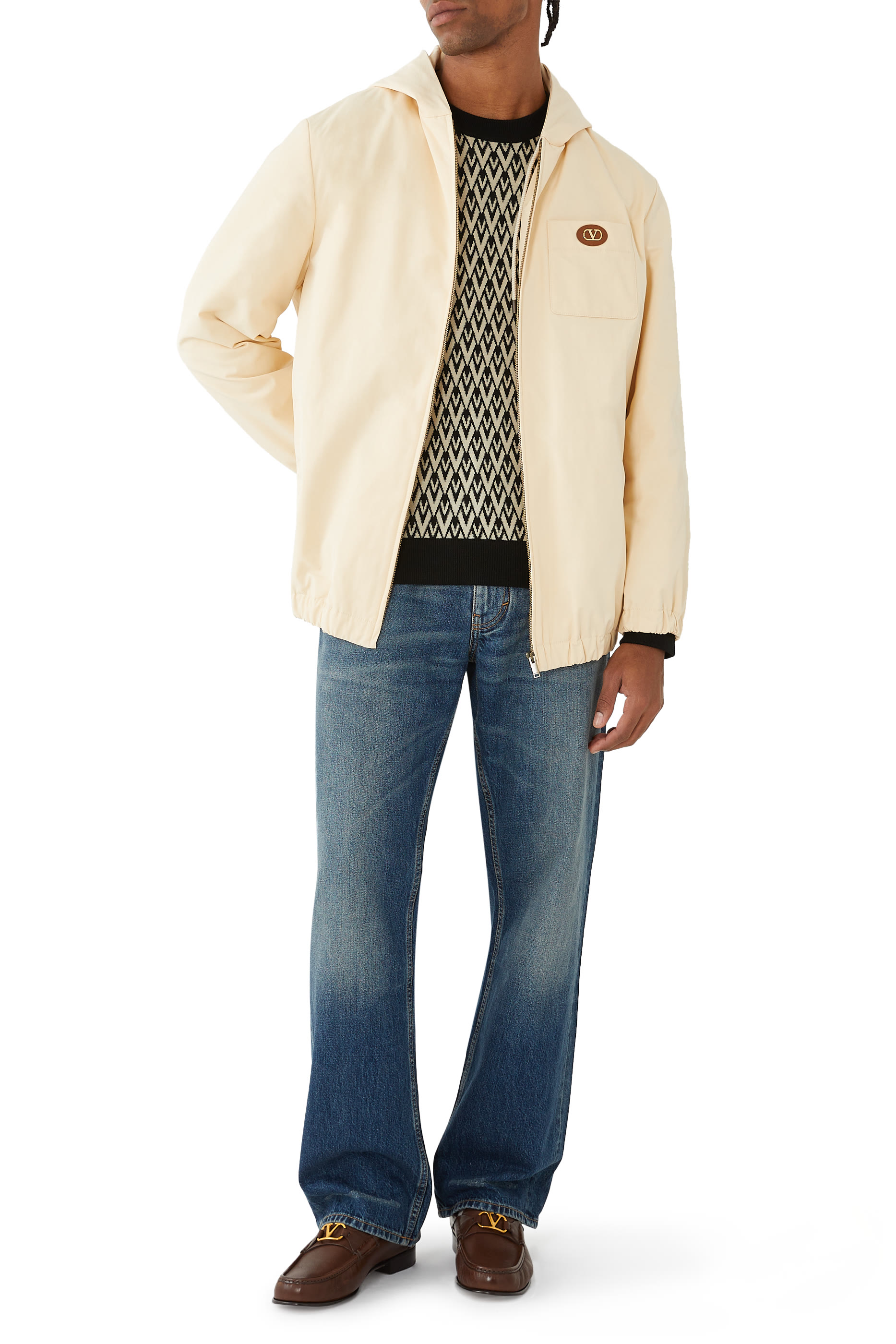 Toute La V Jacquard Pattern Wool Sweater