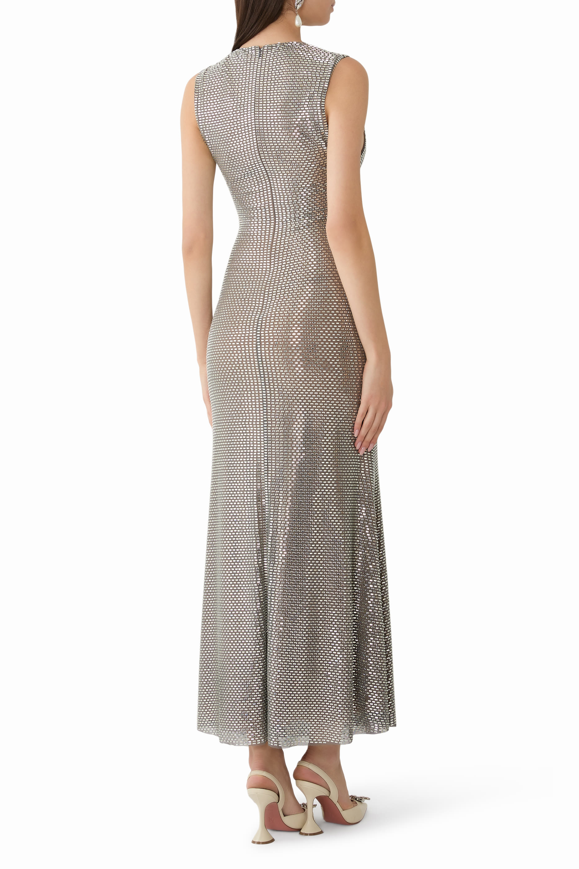 Rhinestone Mesh Midi Dress