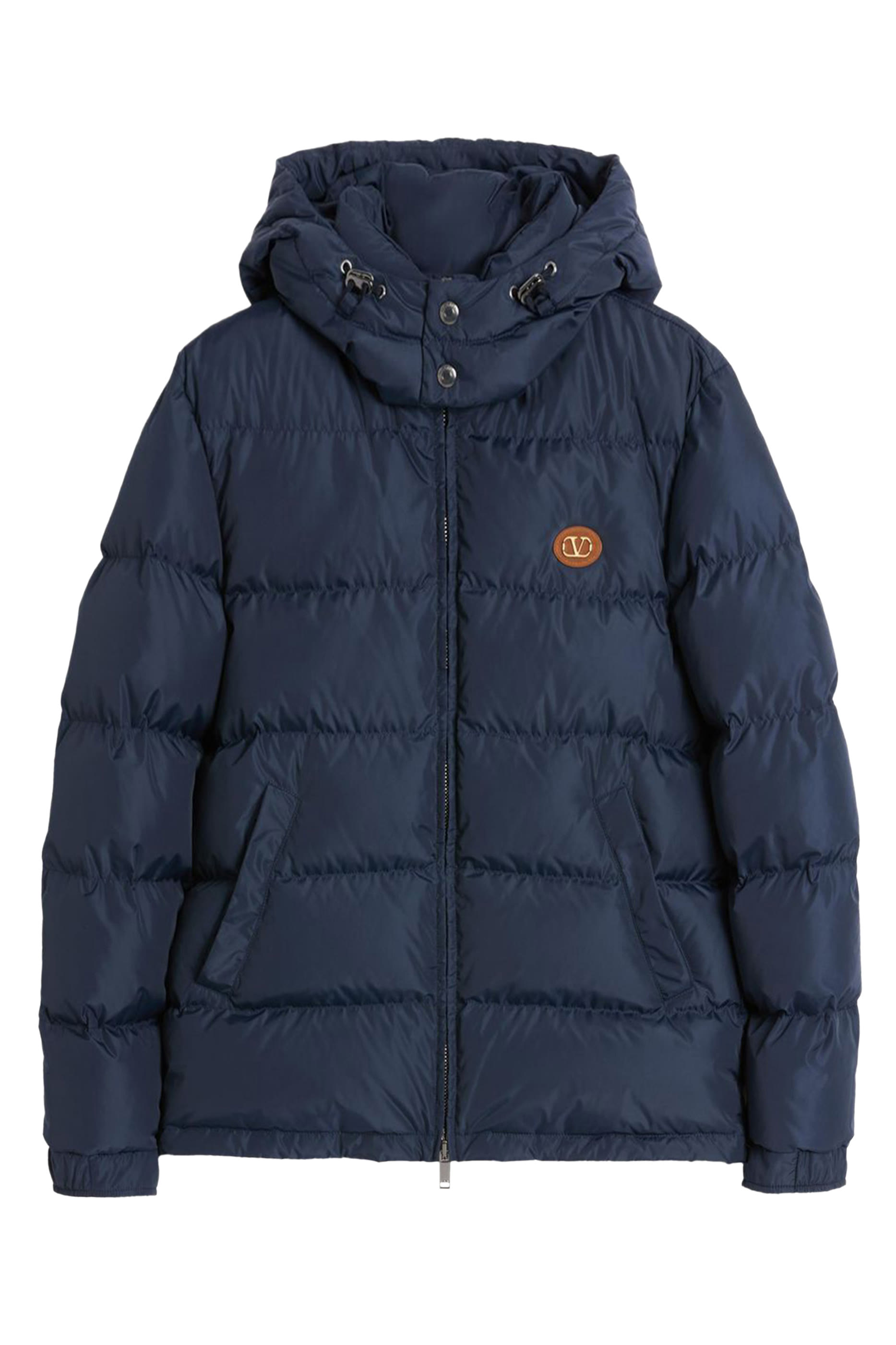 VLogo Patch Nylon Hooded Down Jacket