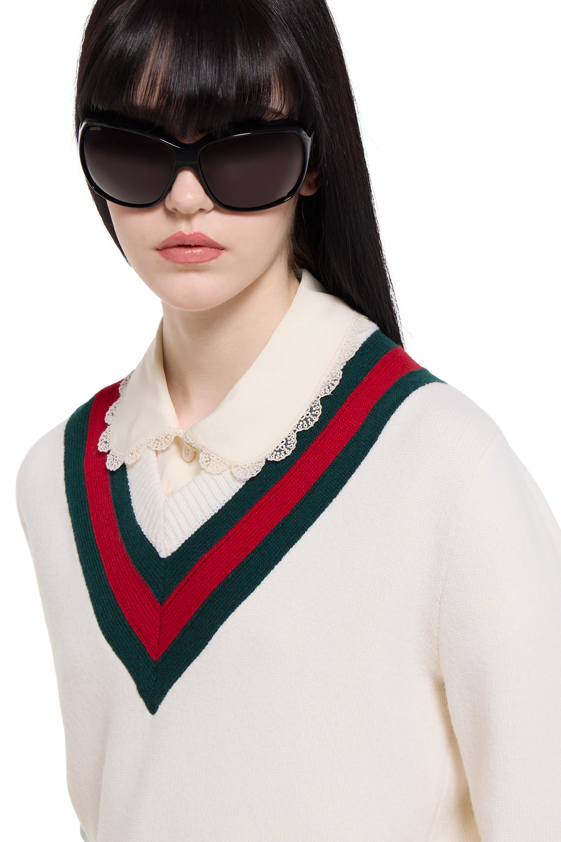  Fine Knit Wool Sweater with Web