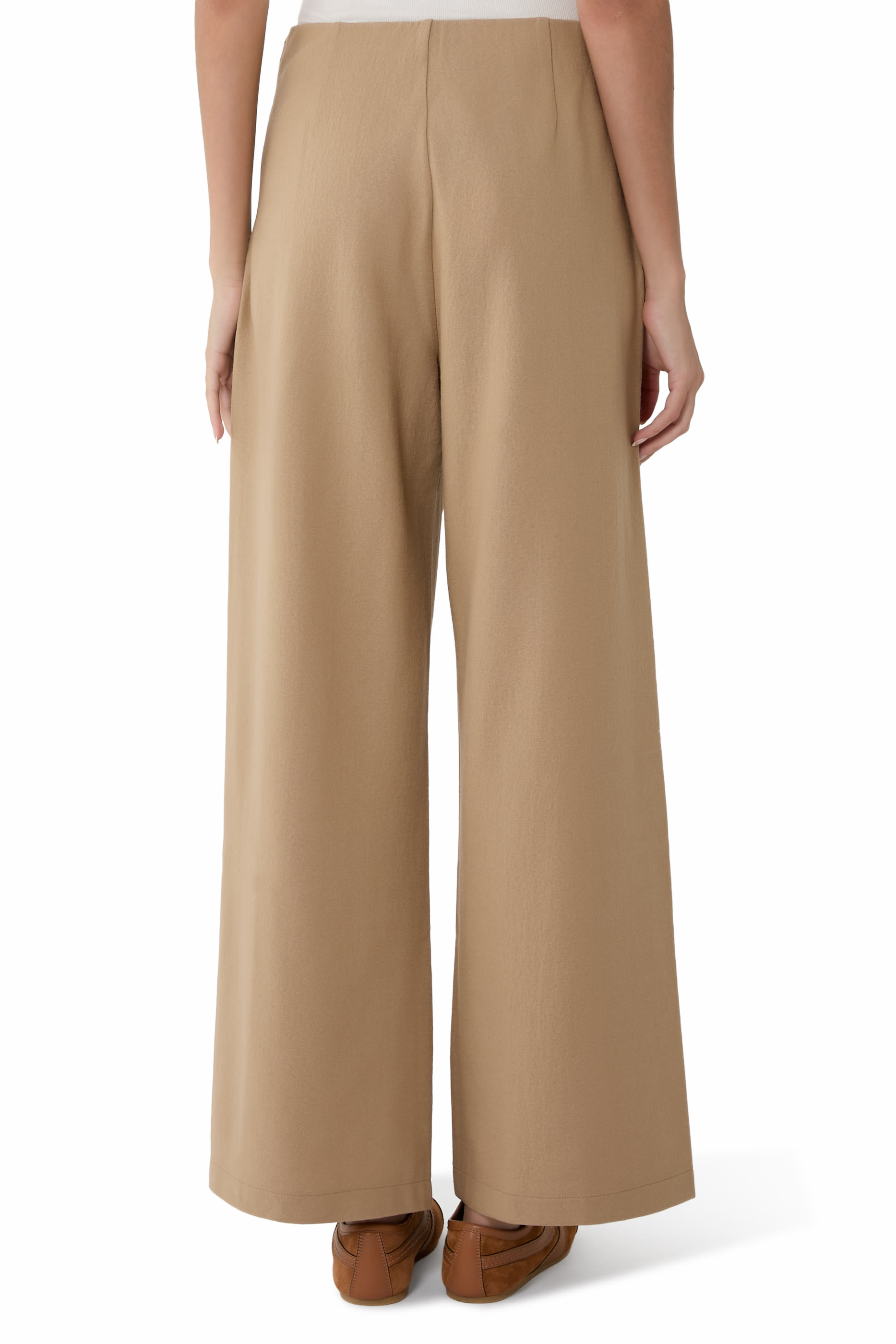  Felted Wool Jersey Wide-Leg Pants