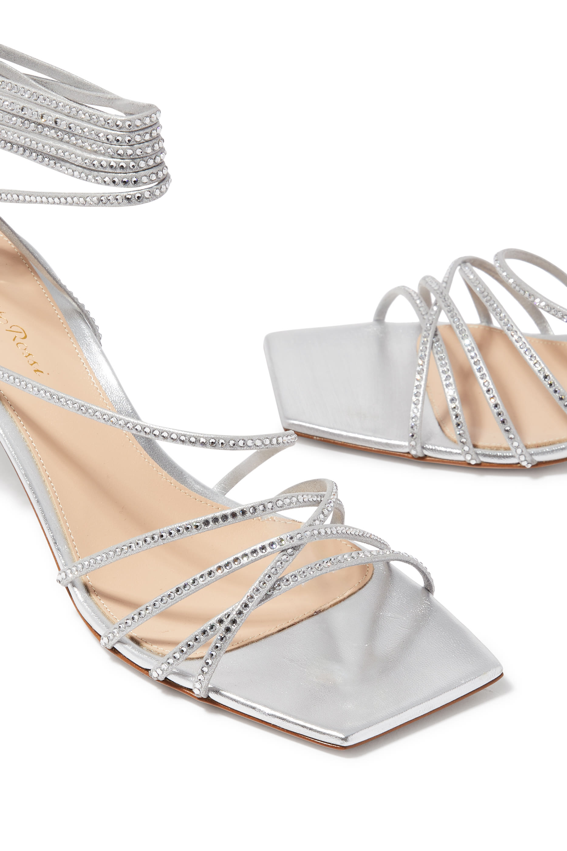 Strass Strap Leather Sandals 70