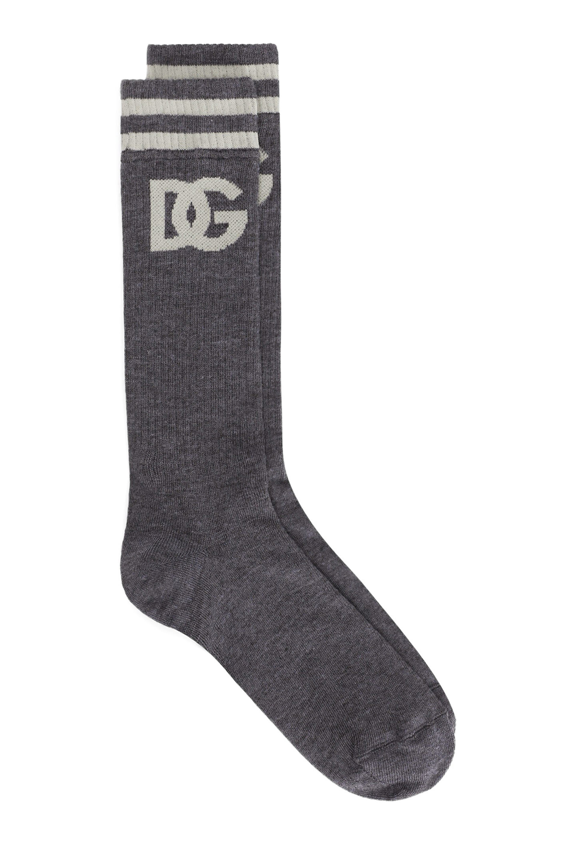 Fine-Rib Cotton Socks with Logo 