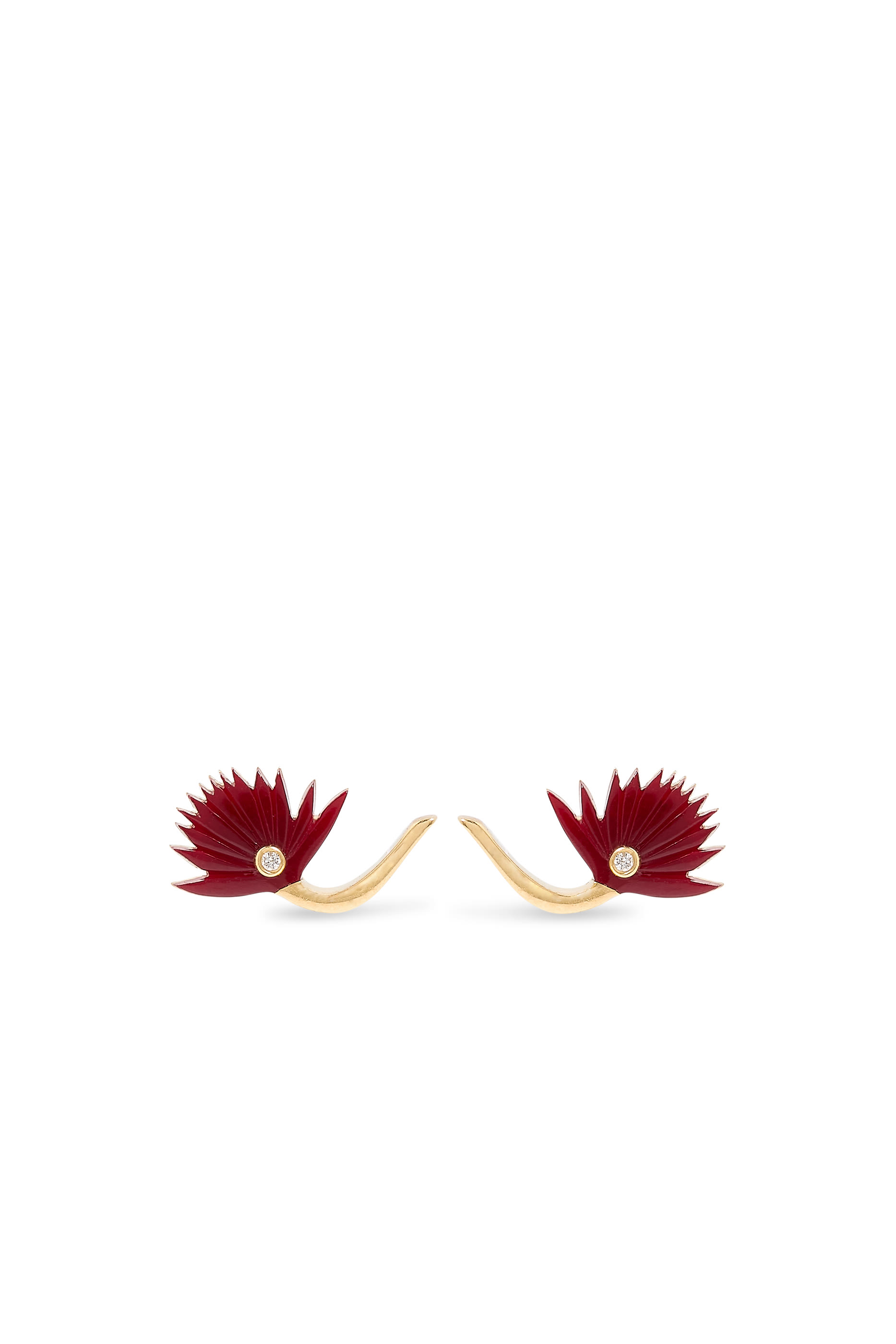 Psychedelia Stud Earrings, 18k Yellow Gold & Diamonds, Agate