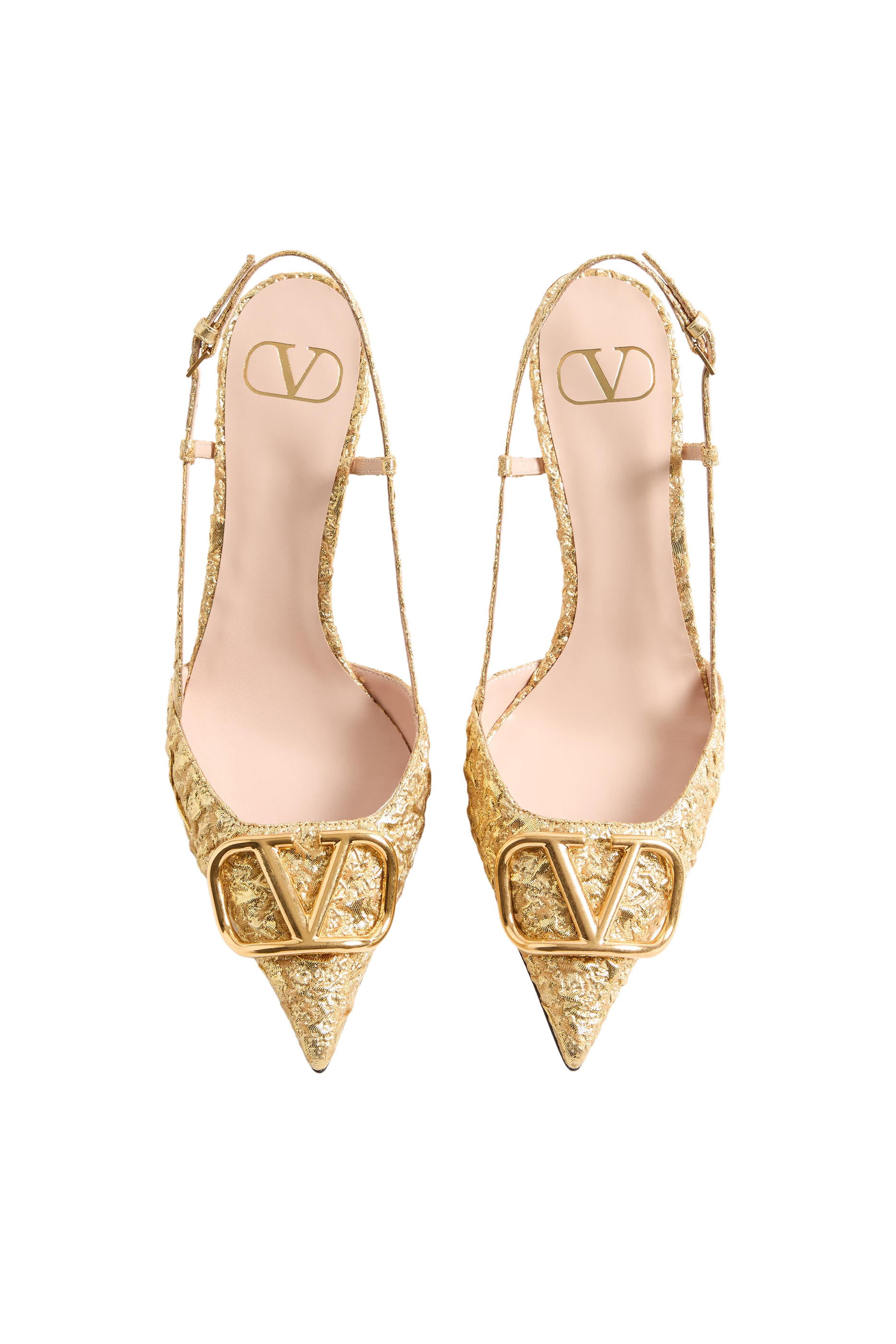  VLogo 80 Signature Slingback Pumps in Cloqu&eacute; Jacquard Fabric