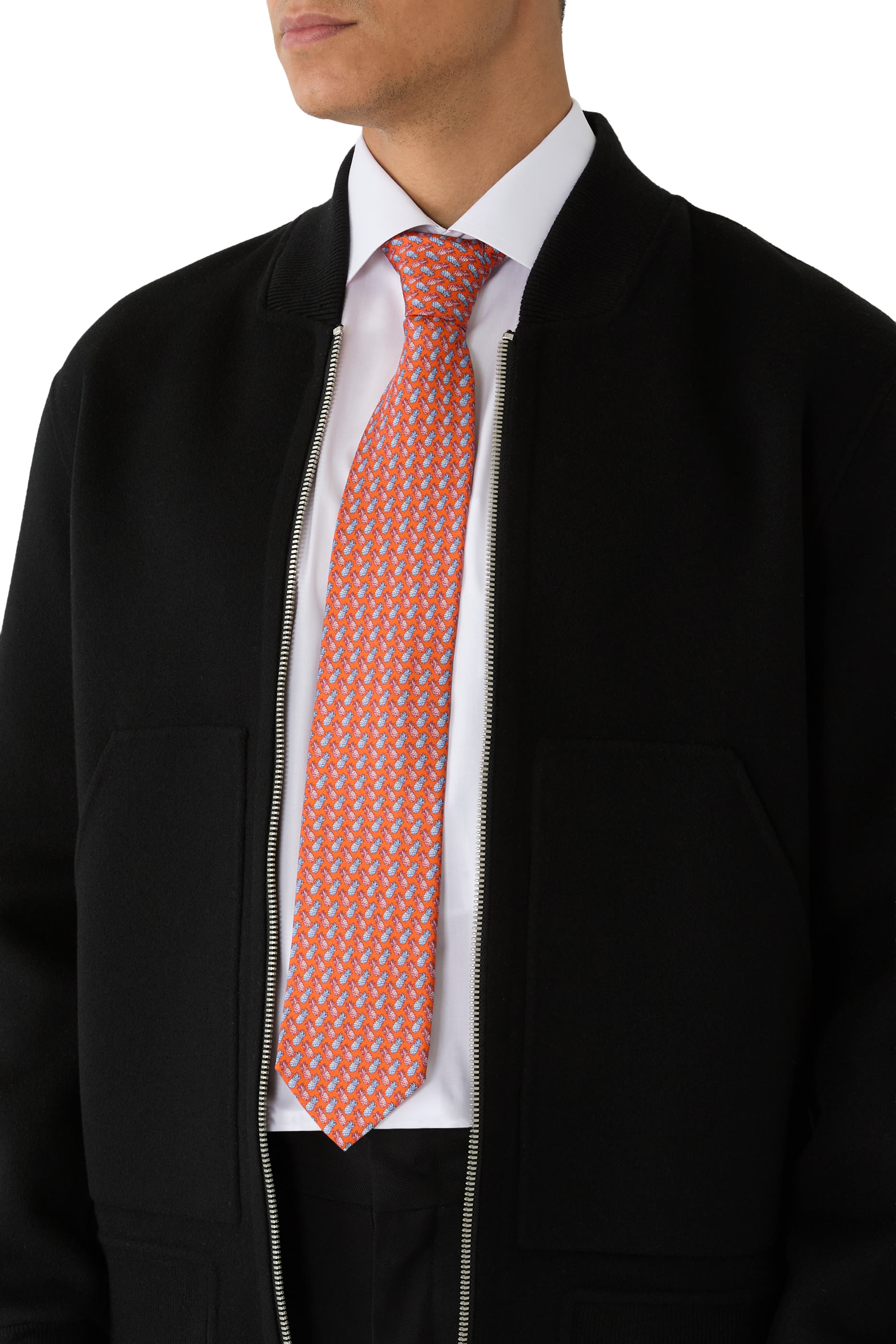 Ananas Print Silk Tie